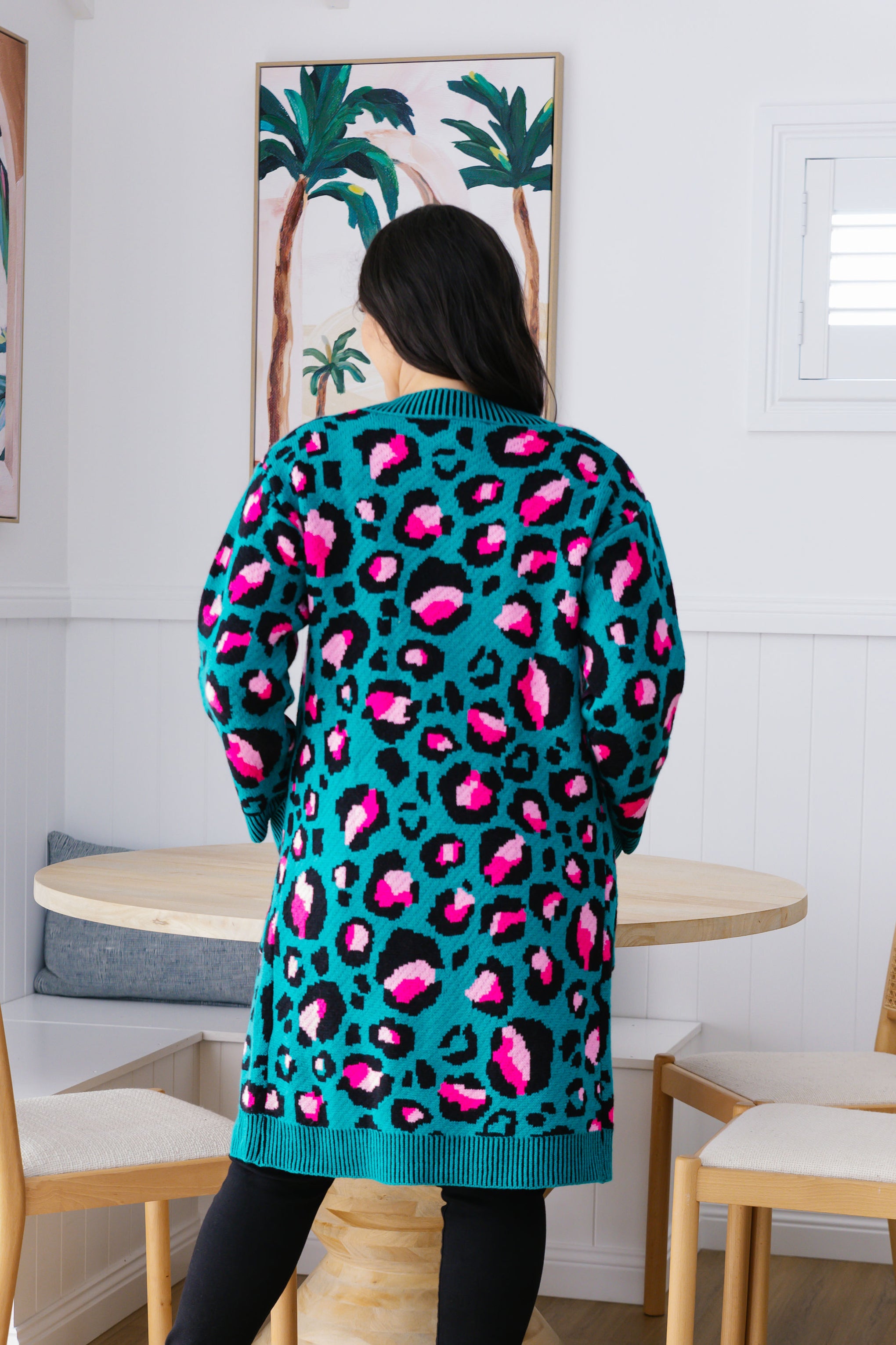 Darcy Cardi In Green Leopard by Kasey Rainbow