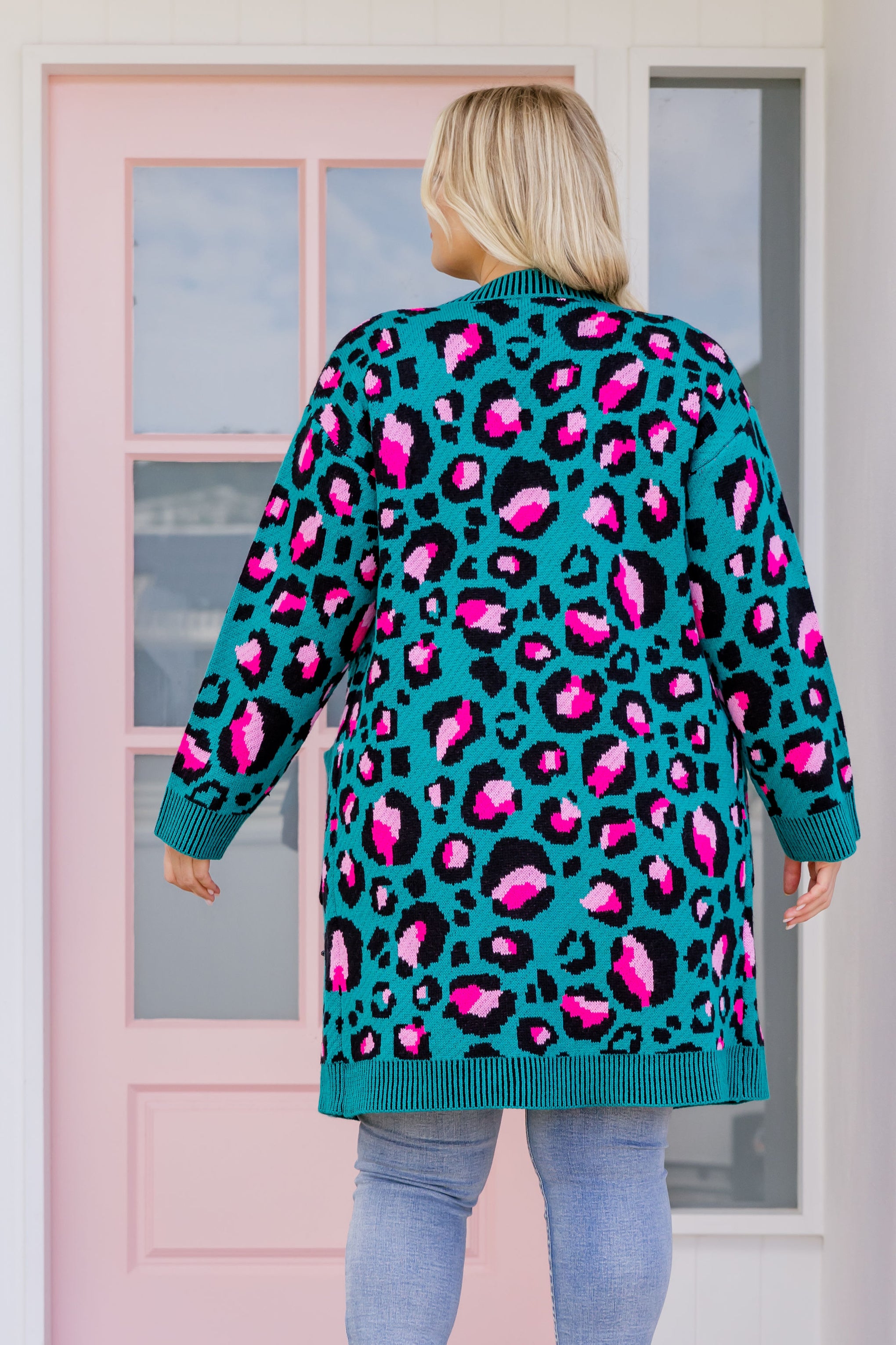 Longline Cardigan Long Animal Print Cardigan Green Animal Print