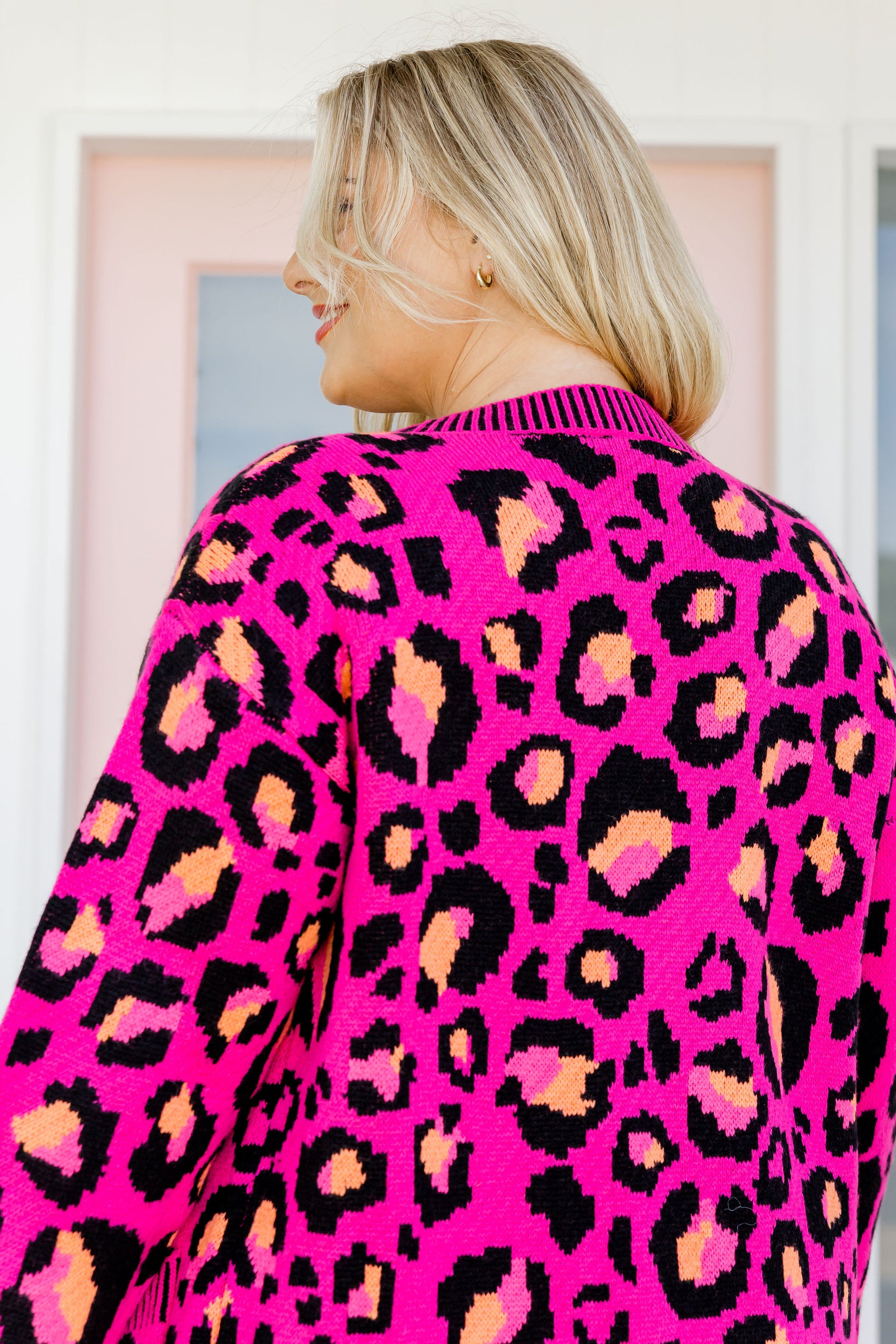 Darcy Cardi In Pink Leopard by Kasey Rainbow