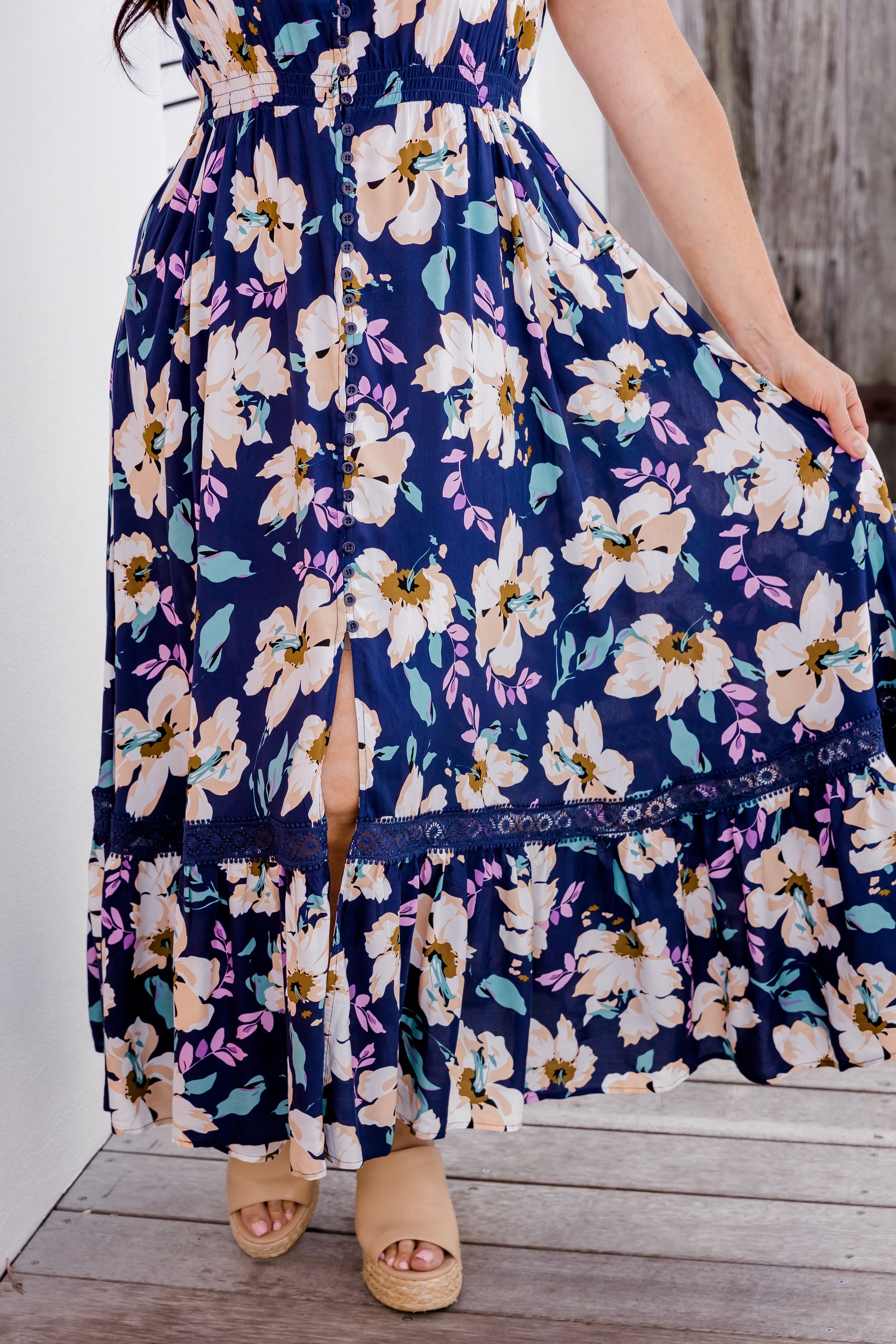 Milly Navy Floral Maxi Dress Proud Poppy Clothing