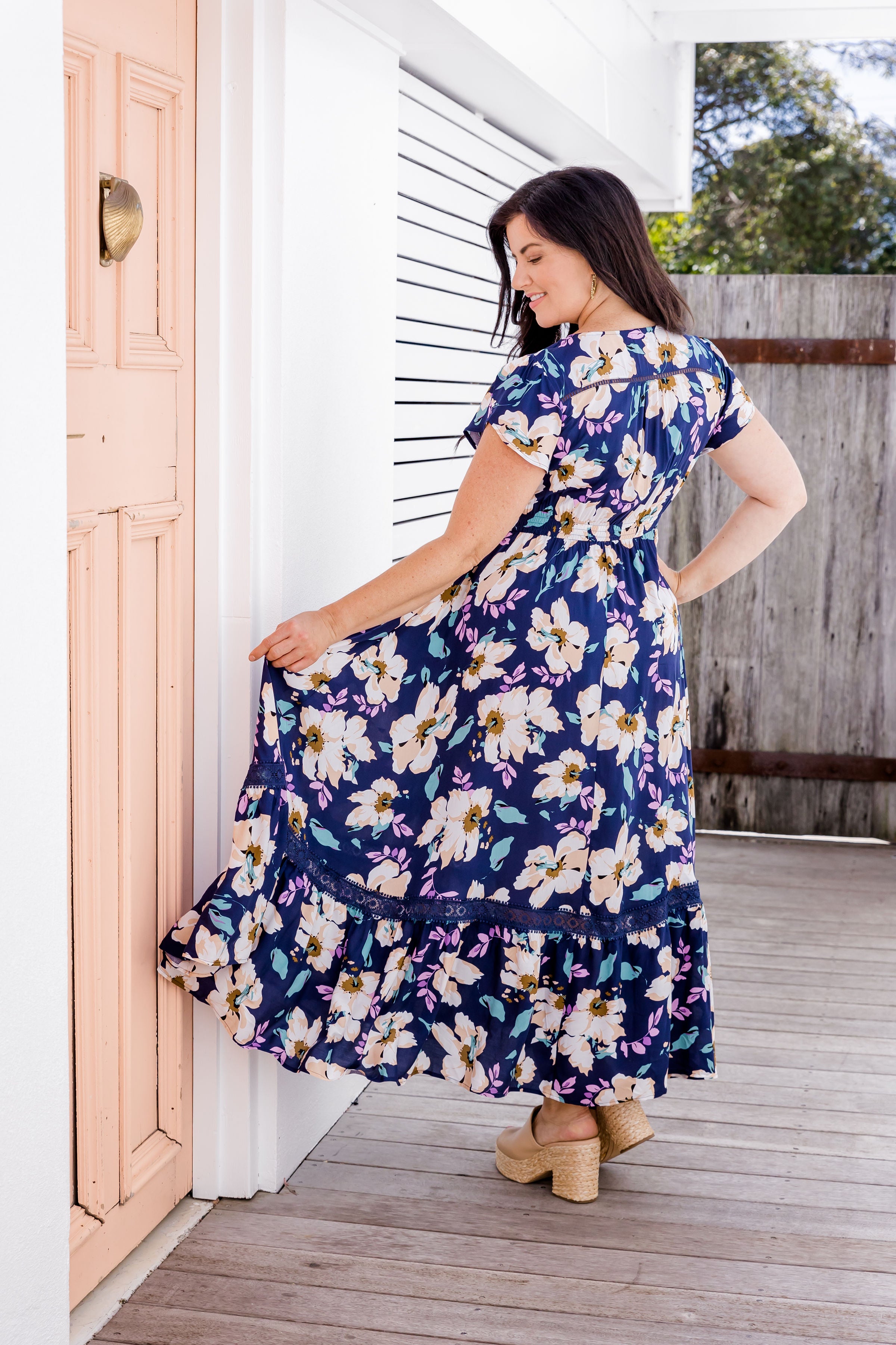 Navy floral best sale maxi dress