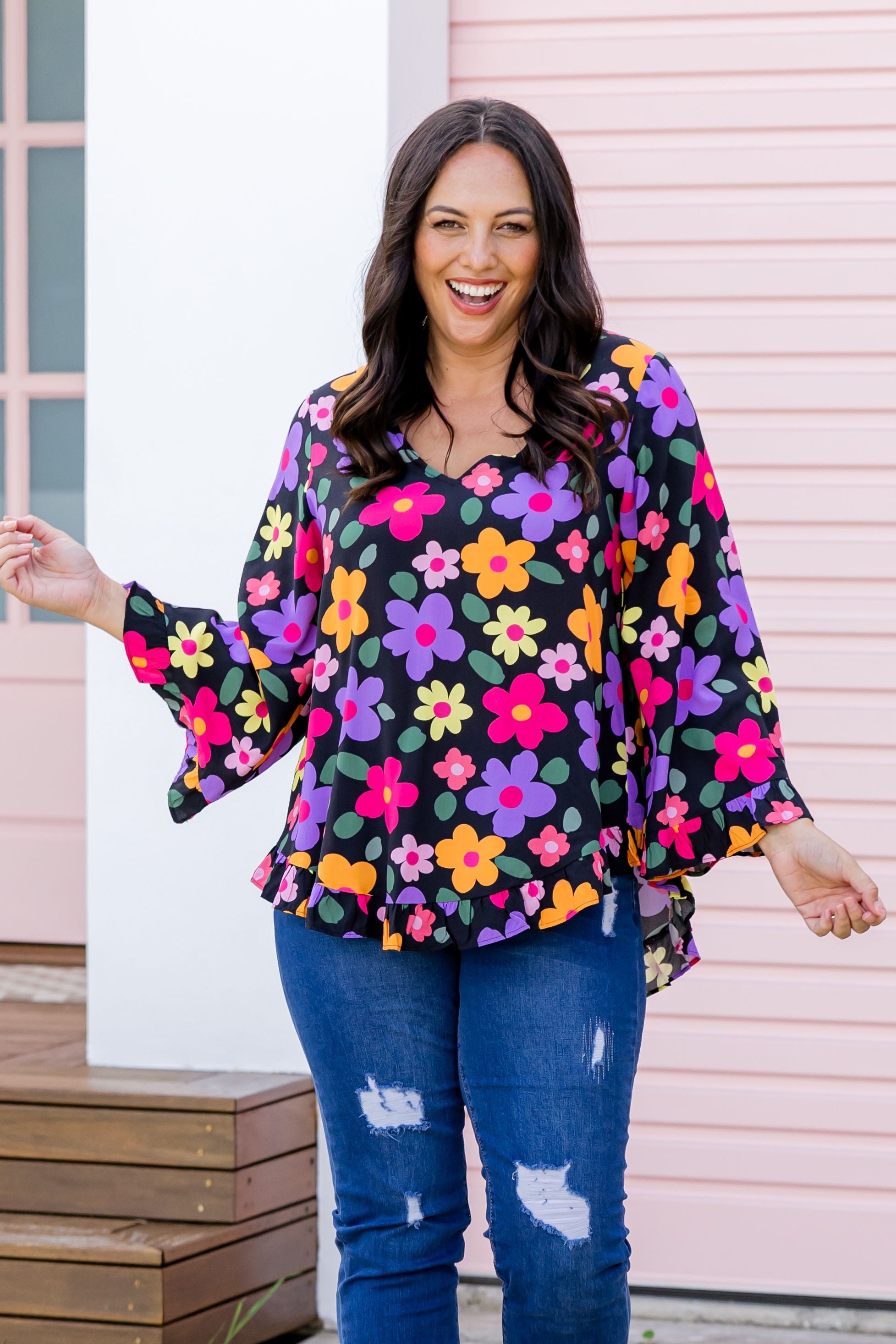 Natalie Long Sleeve Top in Bloomie