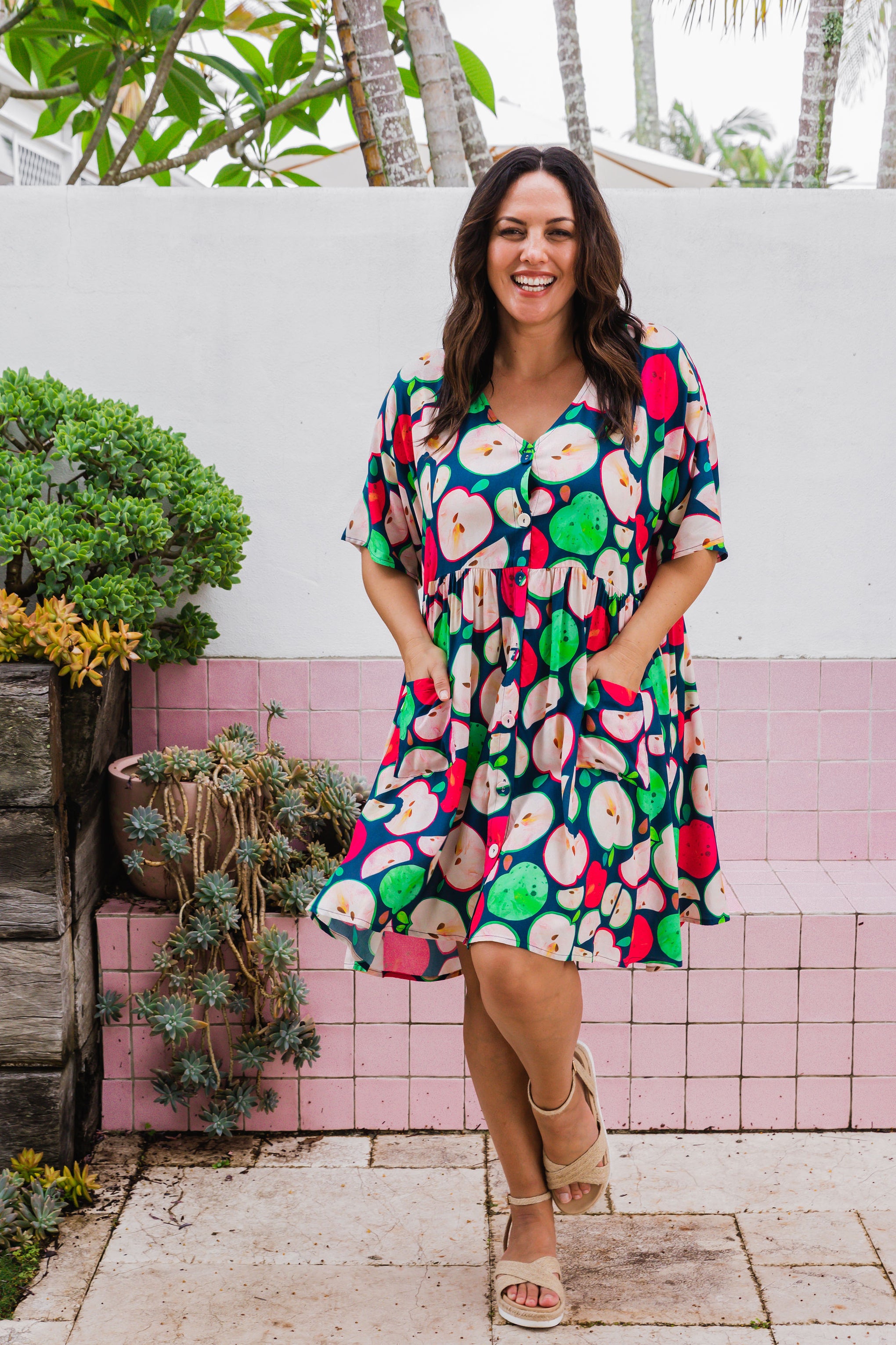 Disco Dress in Apples by Kasey Rainbow – Proud Poppy Clothing