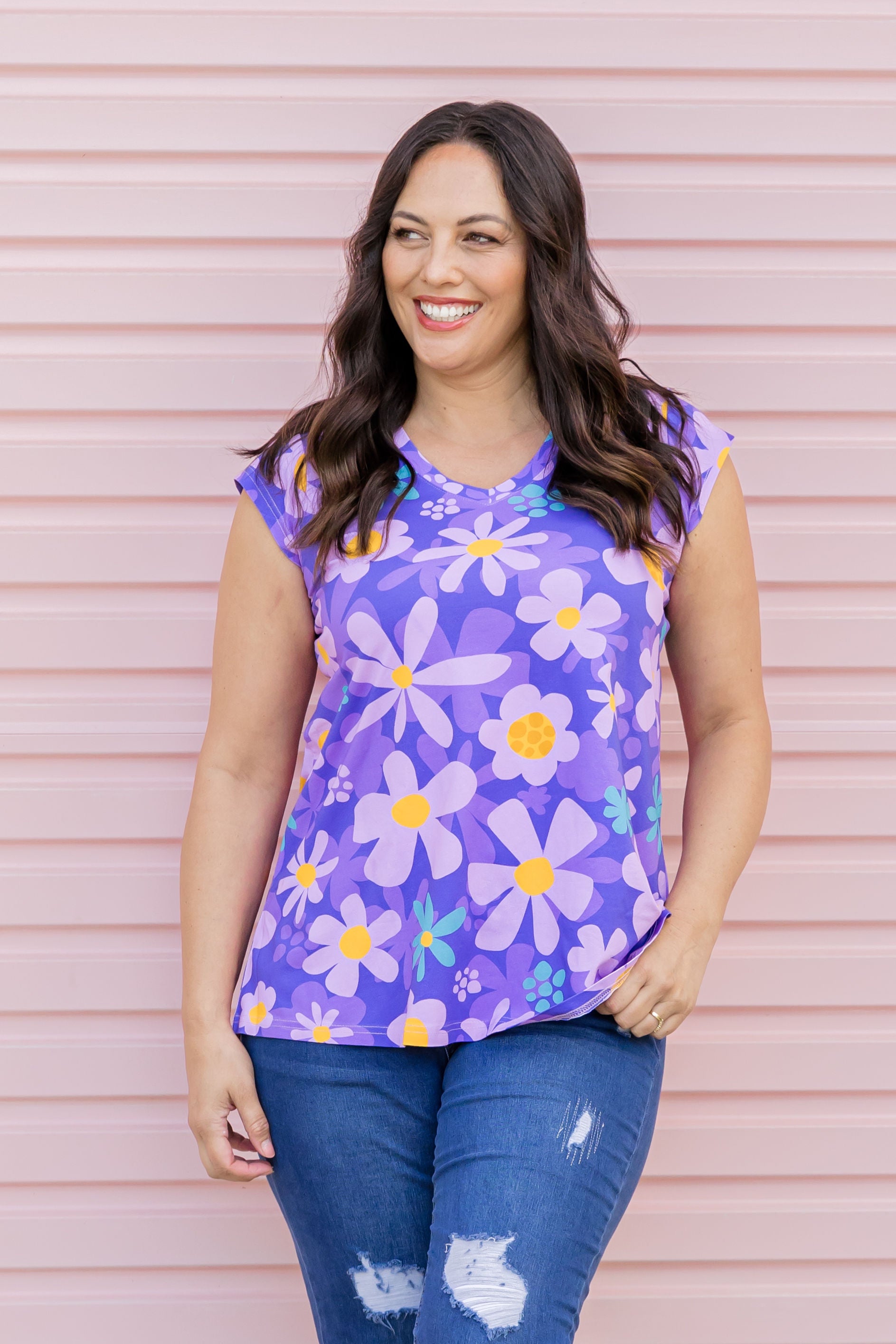 Penny Shirt in Lilac Daisies