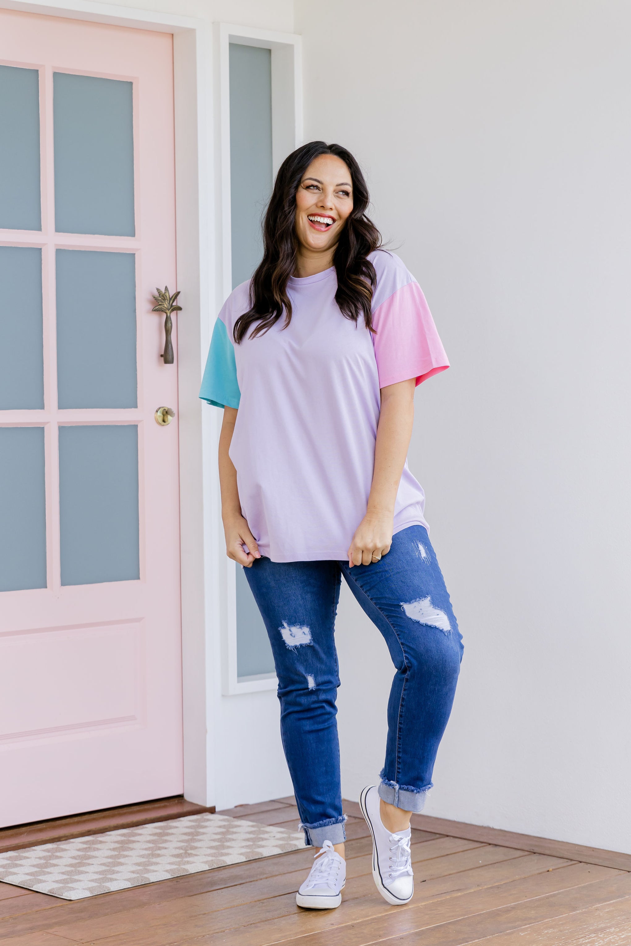 Ella Blocked T-Shirt In Purple