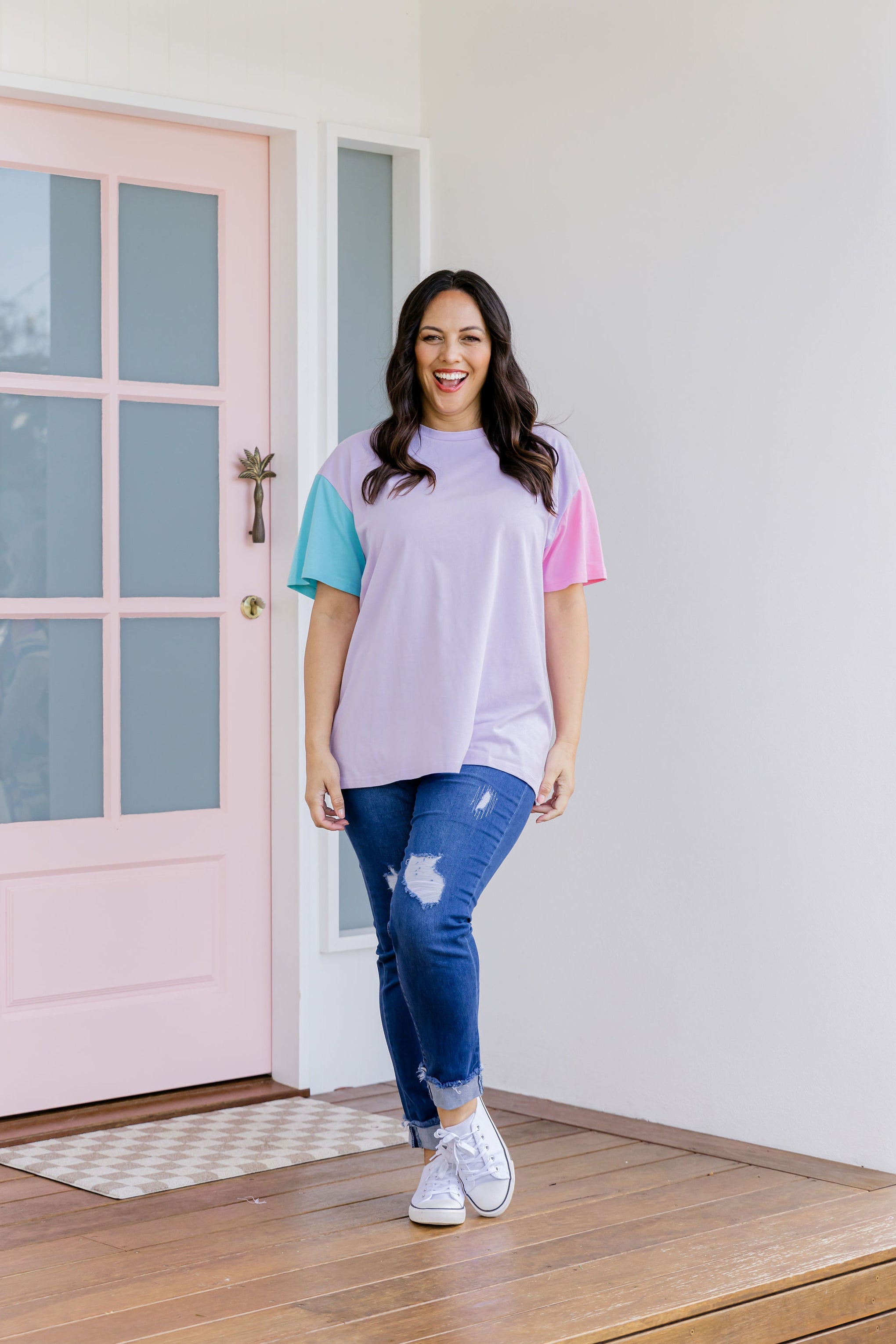 Ella Blocked T-Shirt In Purple