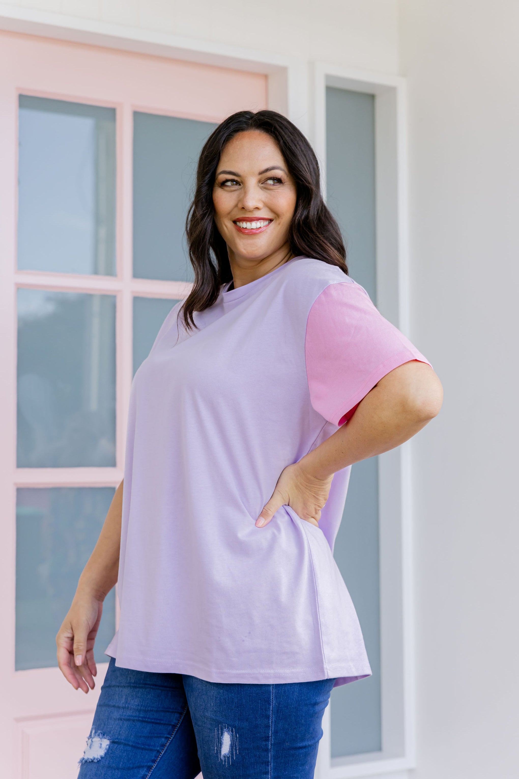 Ella Blocked T-Shirt In Purple
