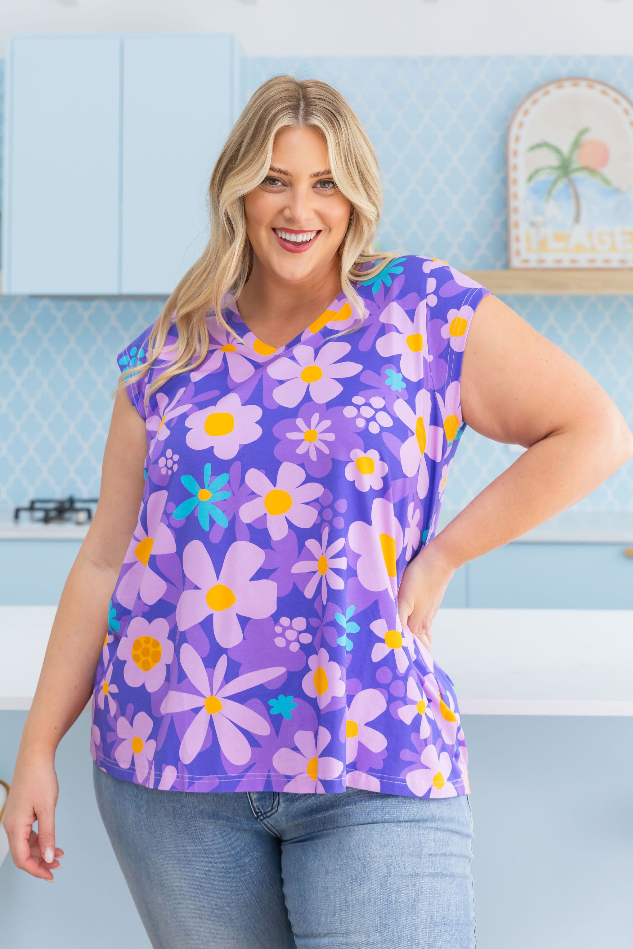 Penny Shirt in Lilac Daisies