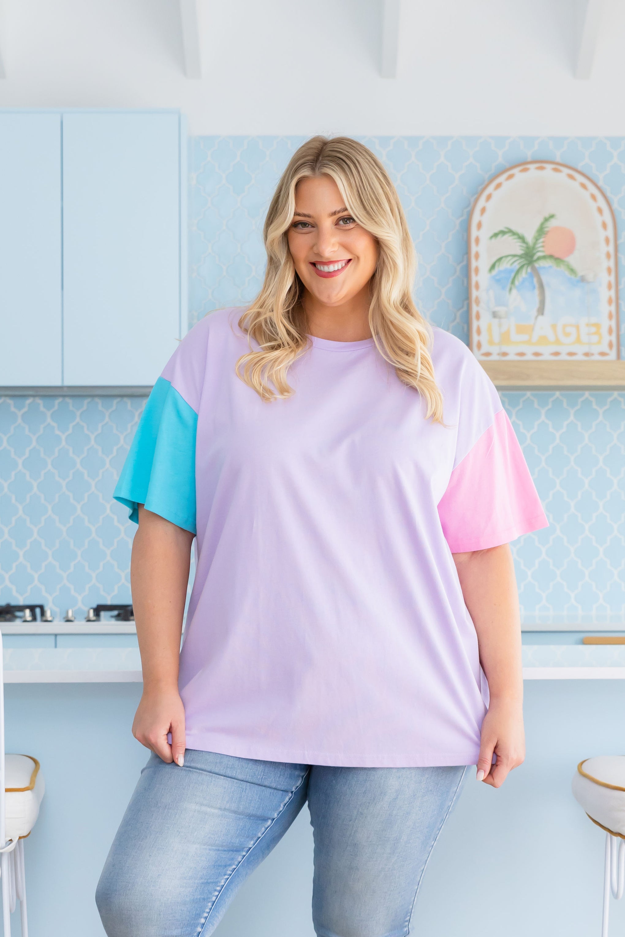 Ella Blocked T-Shirt In Purple