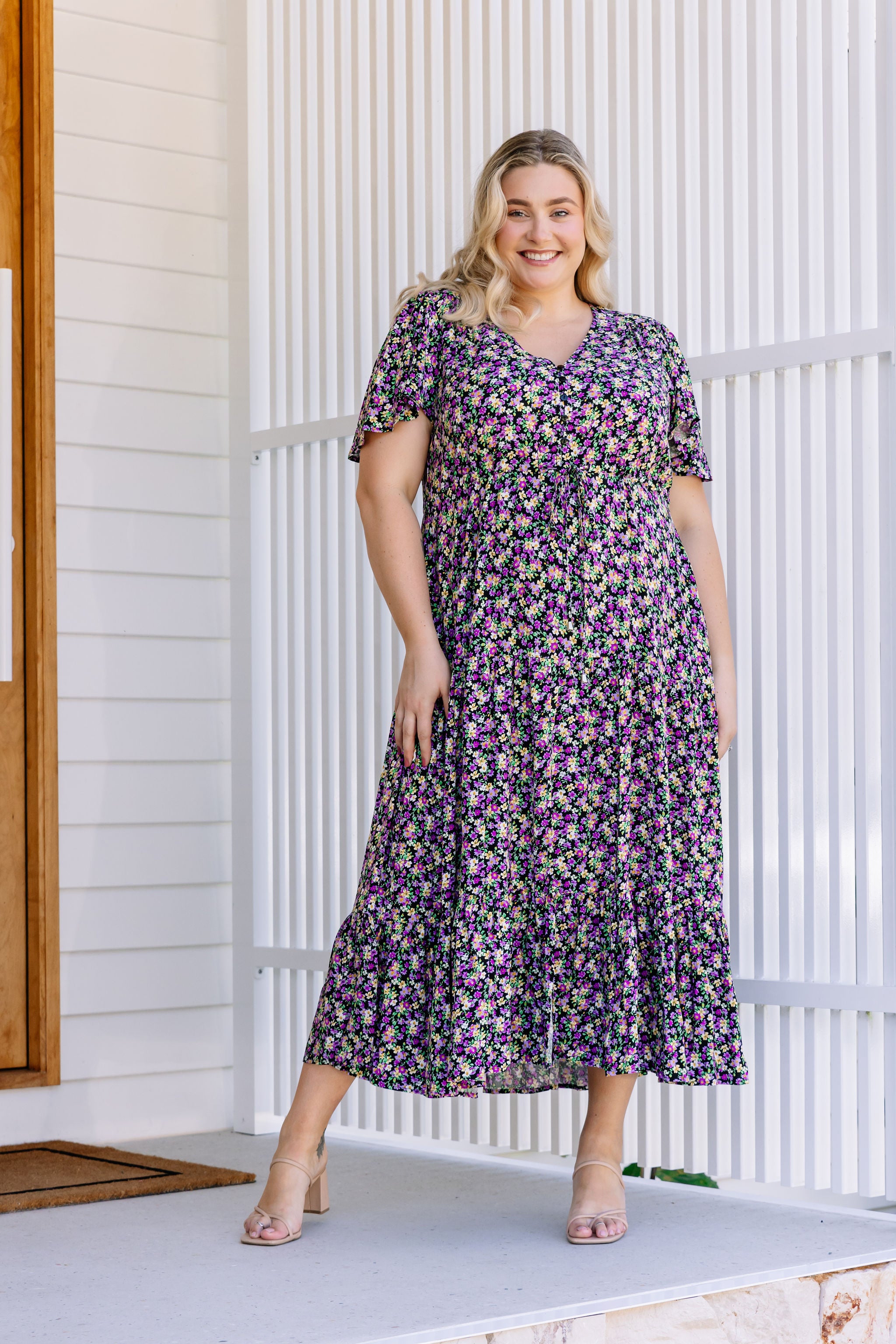 Bonnie Maxi Dress in Wisteria Floral Print Proud Poppy Clothing