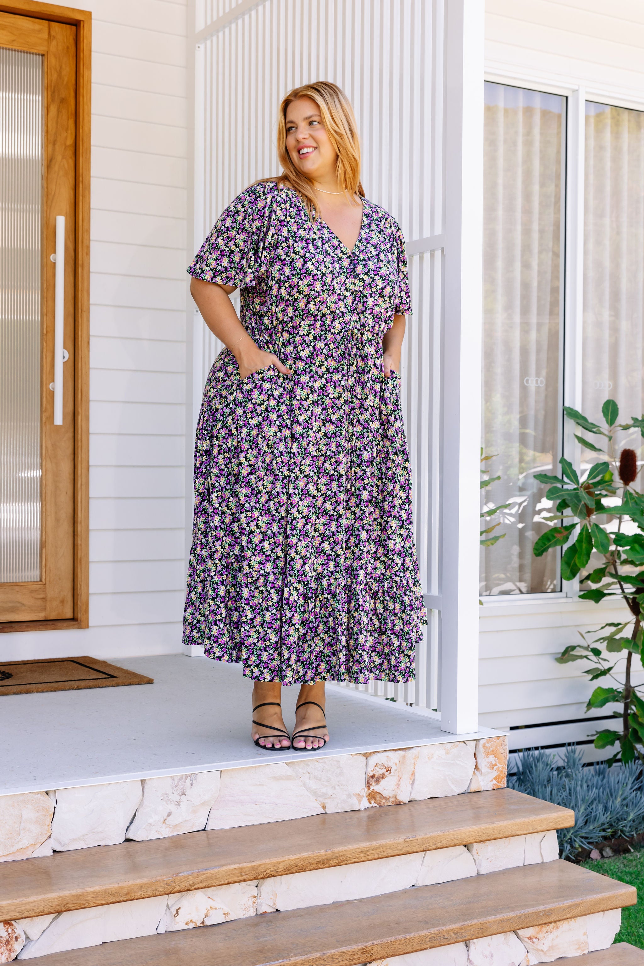 Bonnie Maxi Dress in Wisteria Floral Print Proud Poppy Clothing