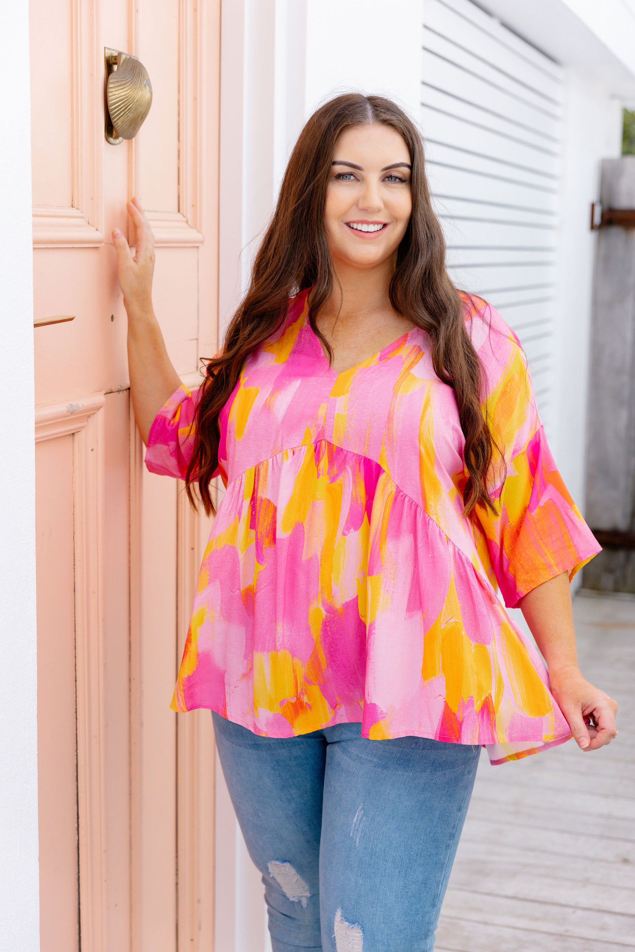 Peak Top in Pink Bloom by Maggi McDonald