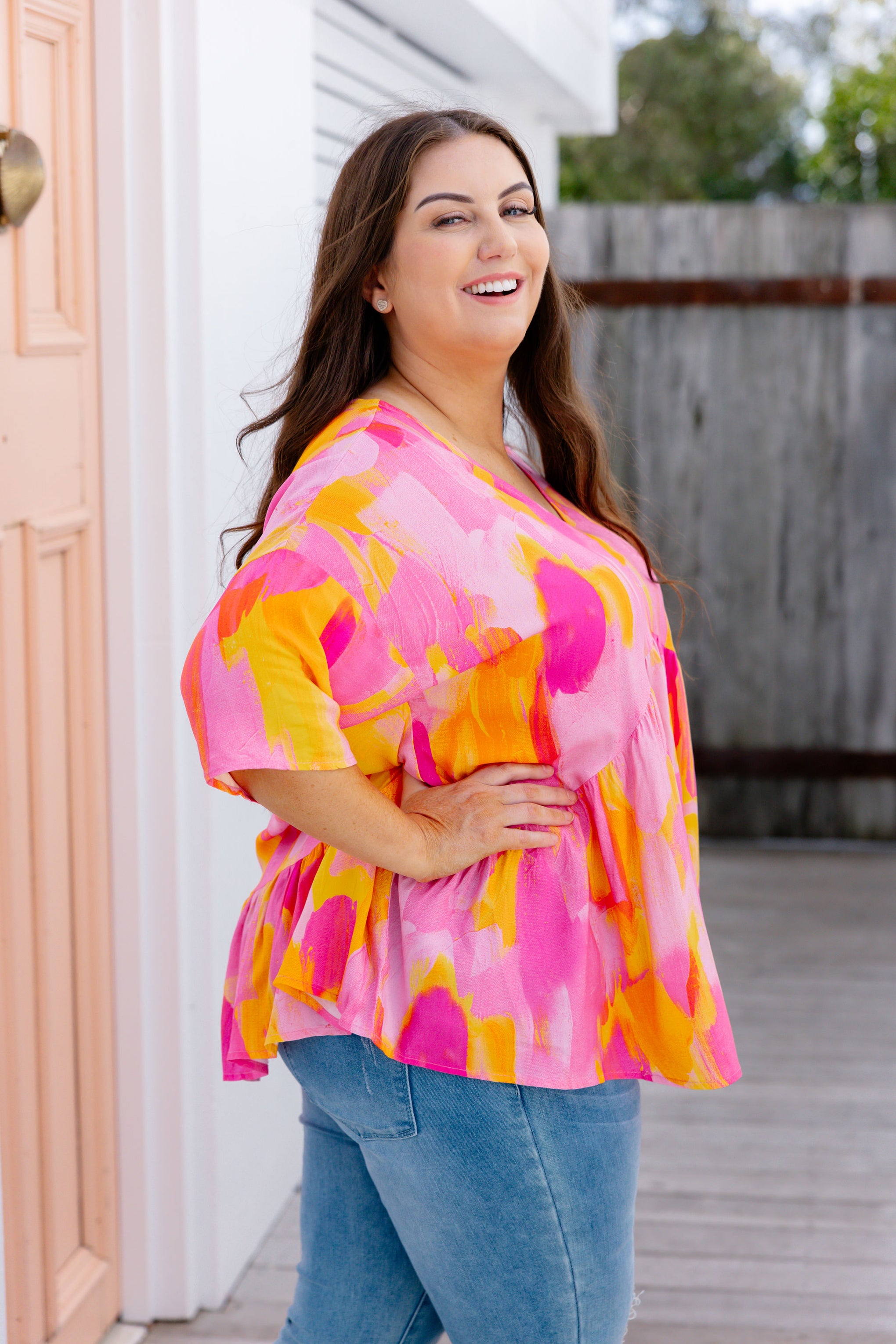 Peak Top in Pink Bloom by Maggi McDonald