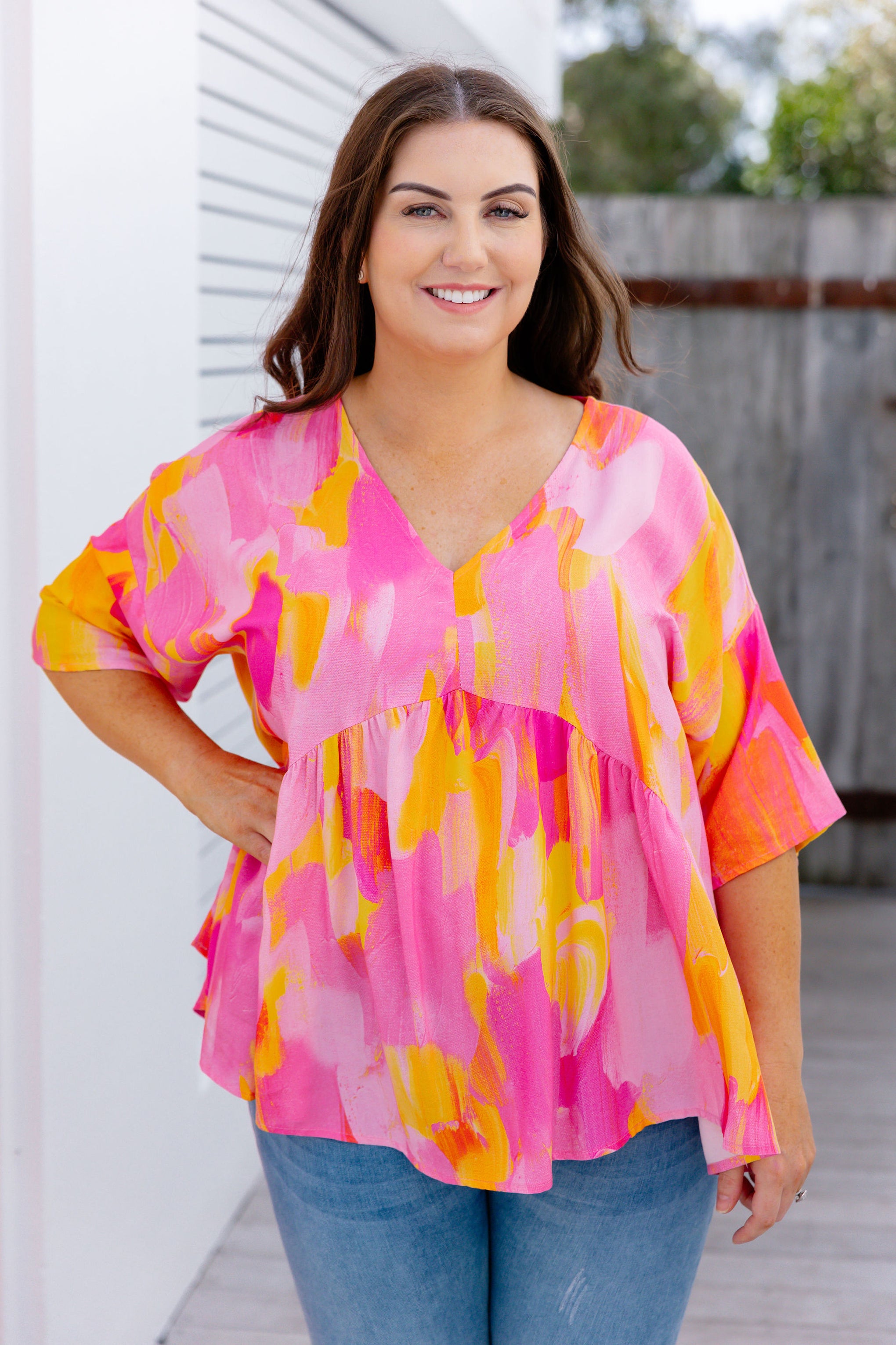 Peak Top in Pink Bloom by Maggi McDonald