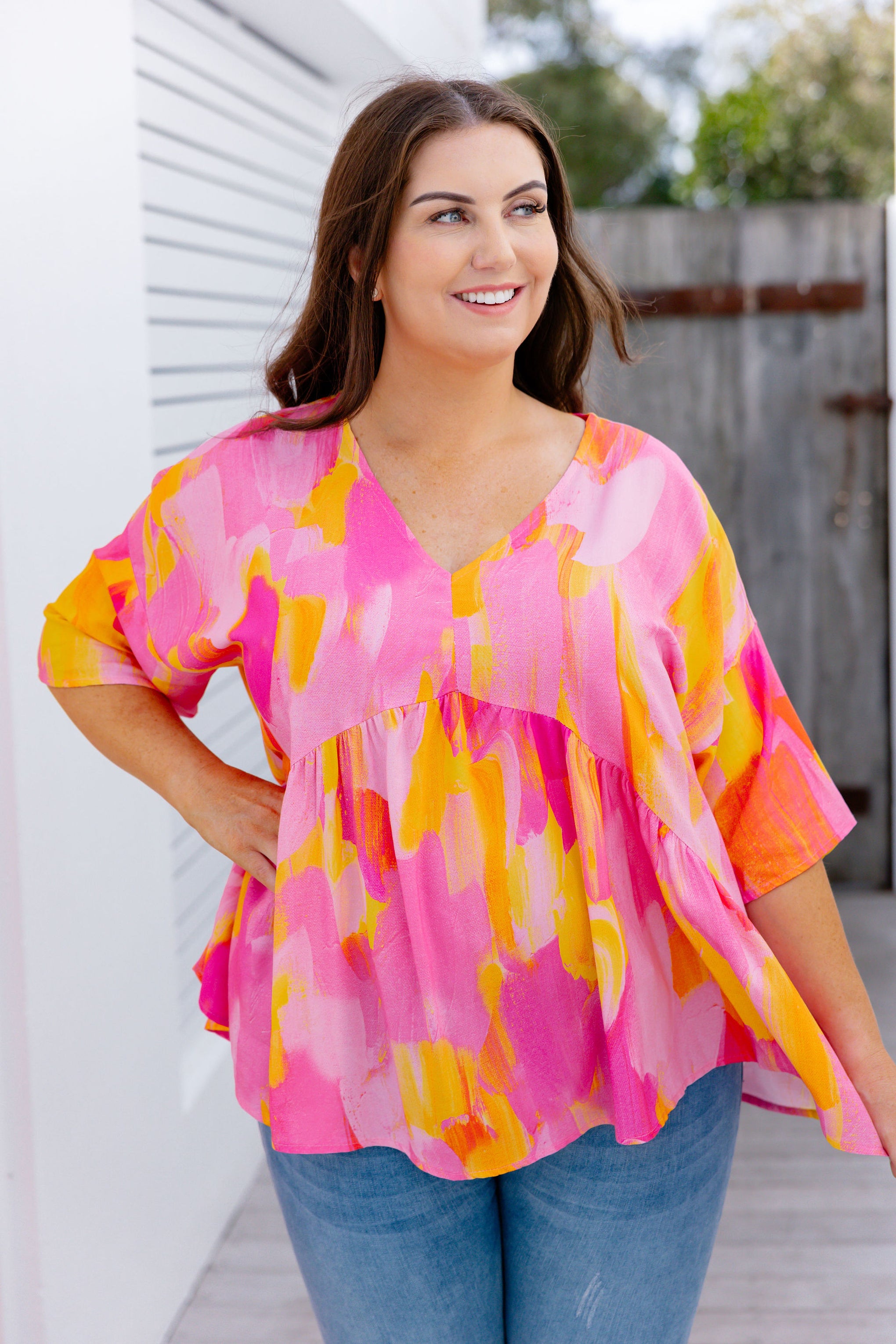 Peak Top in Pink Bloom by Maggi McDonald