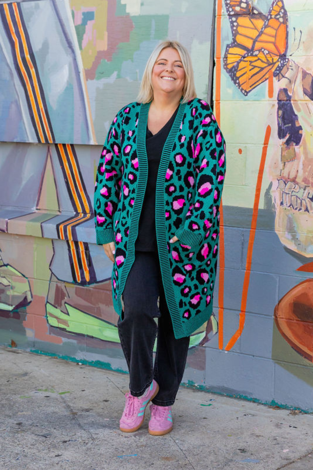 Darcy Cardi In Green Leopard by Kasey Rainbow