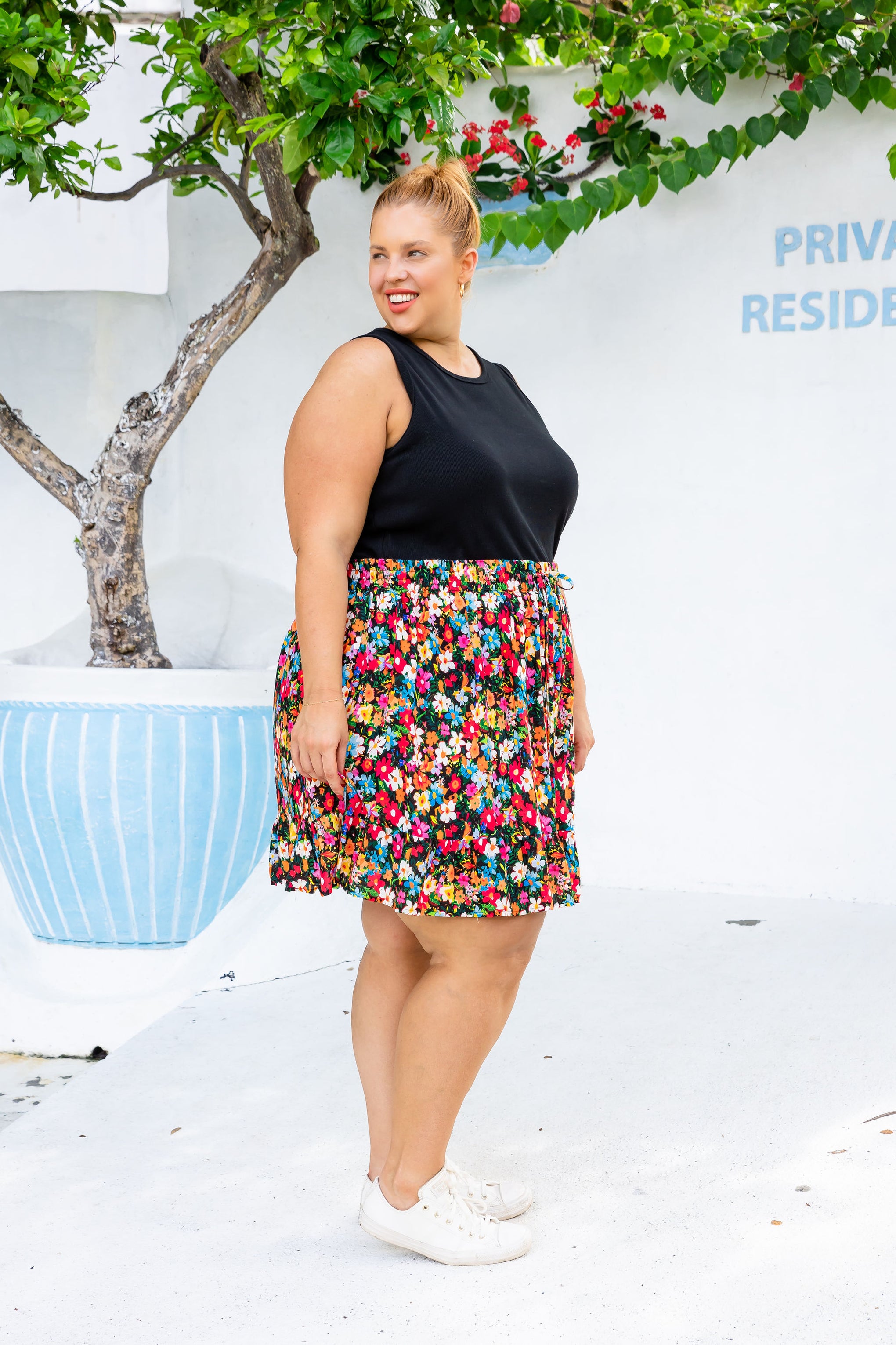 Brooke Tiered Floral Skirt in Azalea