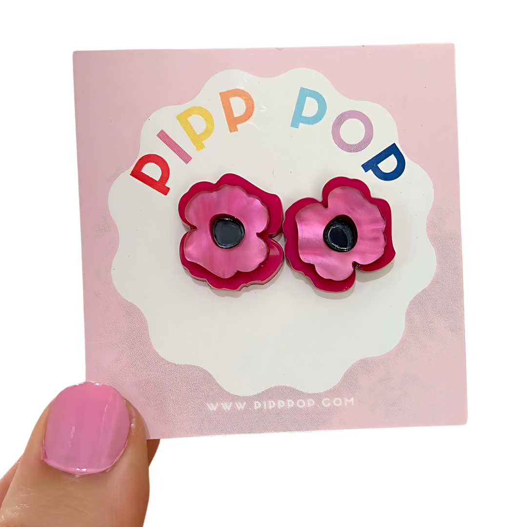 Pip's Poppy Pink Stud Earrings