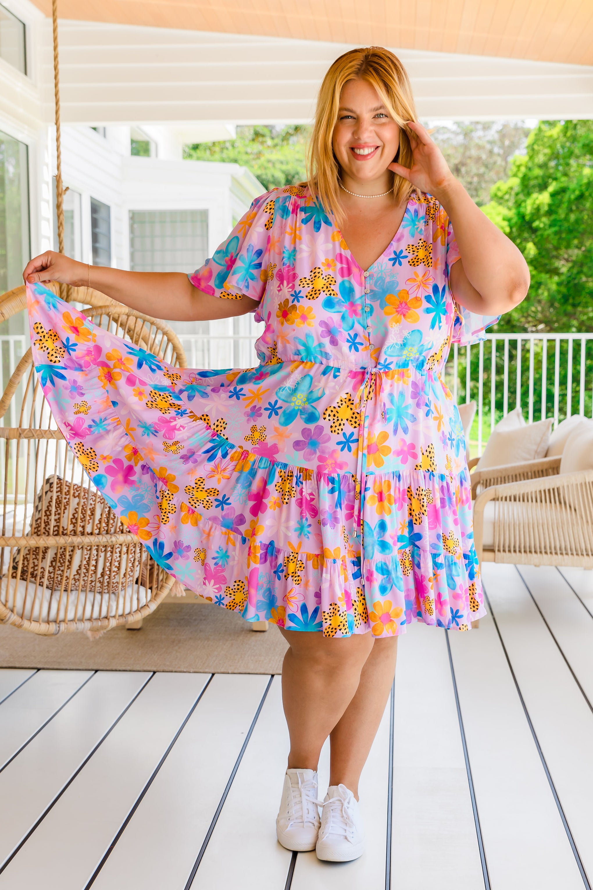 Charlie Dress in Mauve Meadow by Kasey Rainbow
