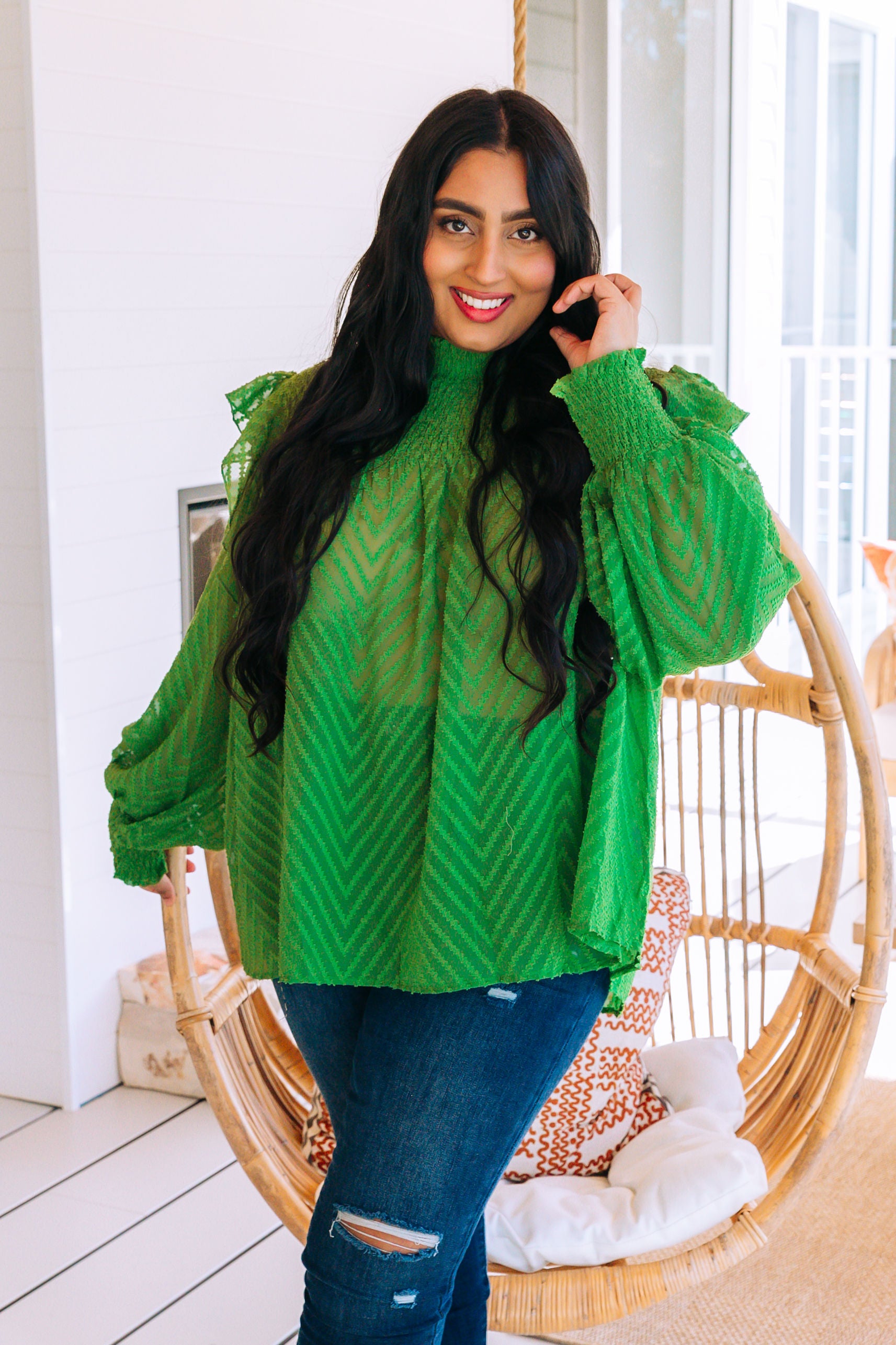 Cora Long Sleeve Top in Green