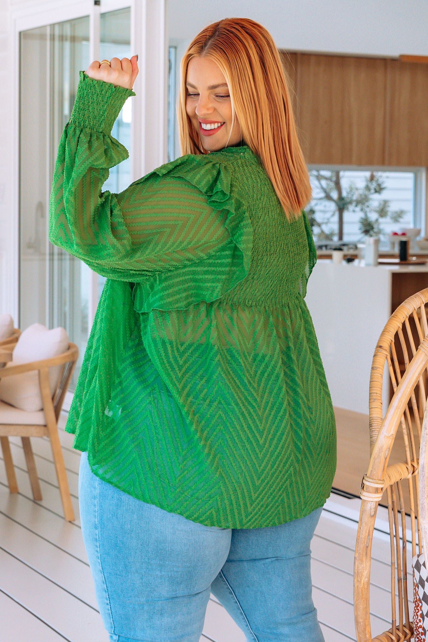 Cora Long Sleeve Top in Green