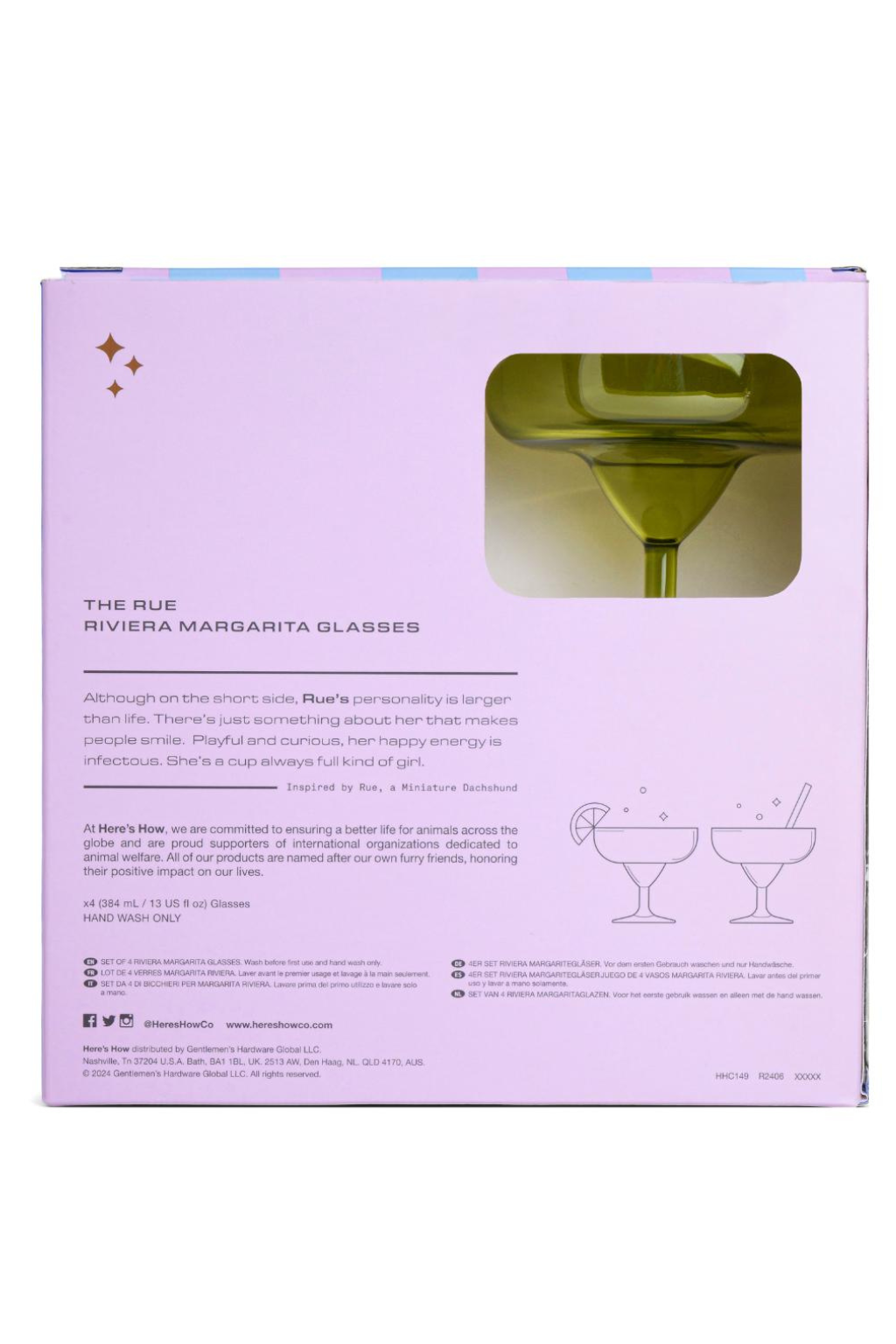 The Rue Margarita Glasses - Set of 4 - Olive