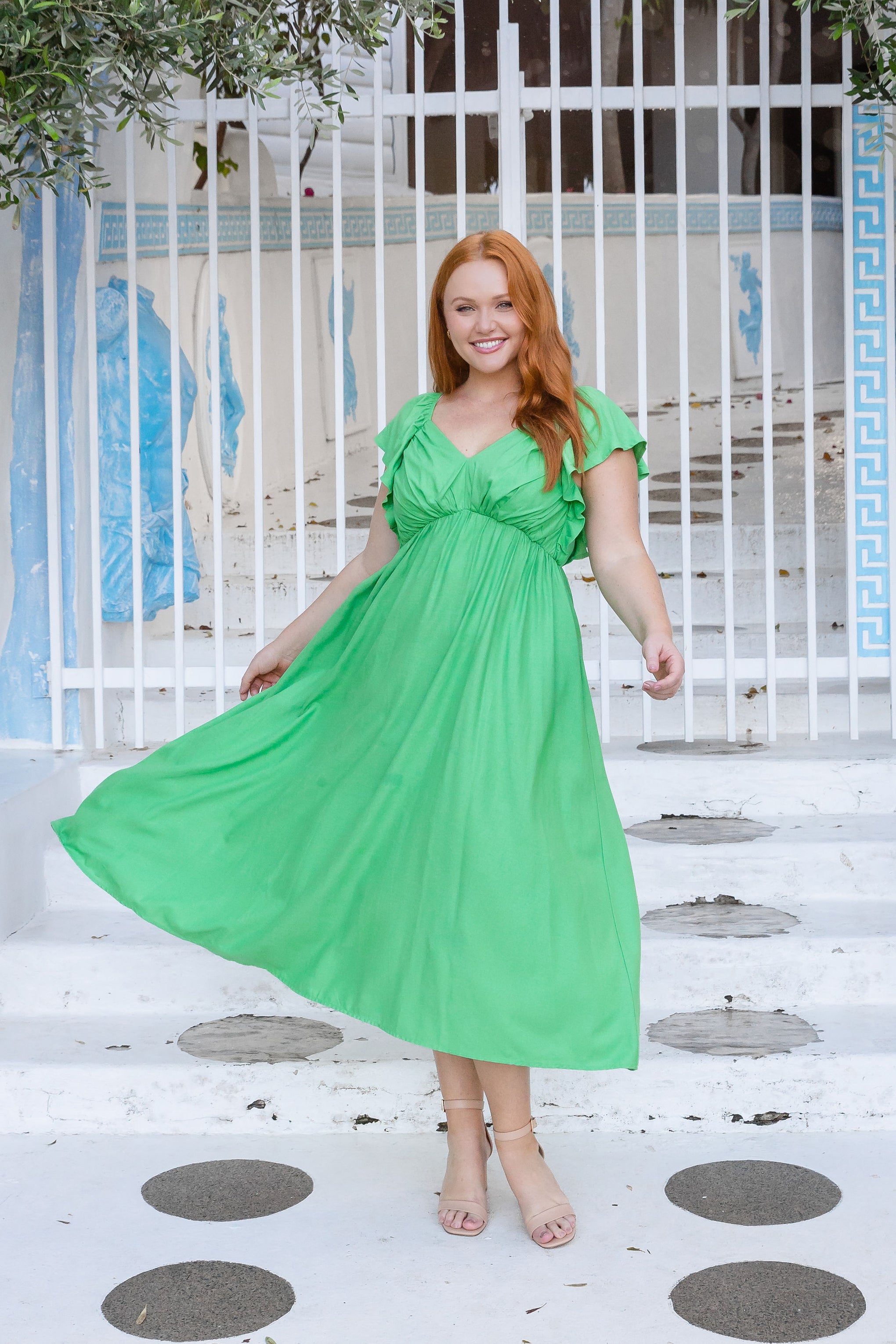 Tanya Linen Blend Dress in Green