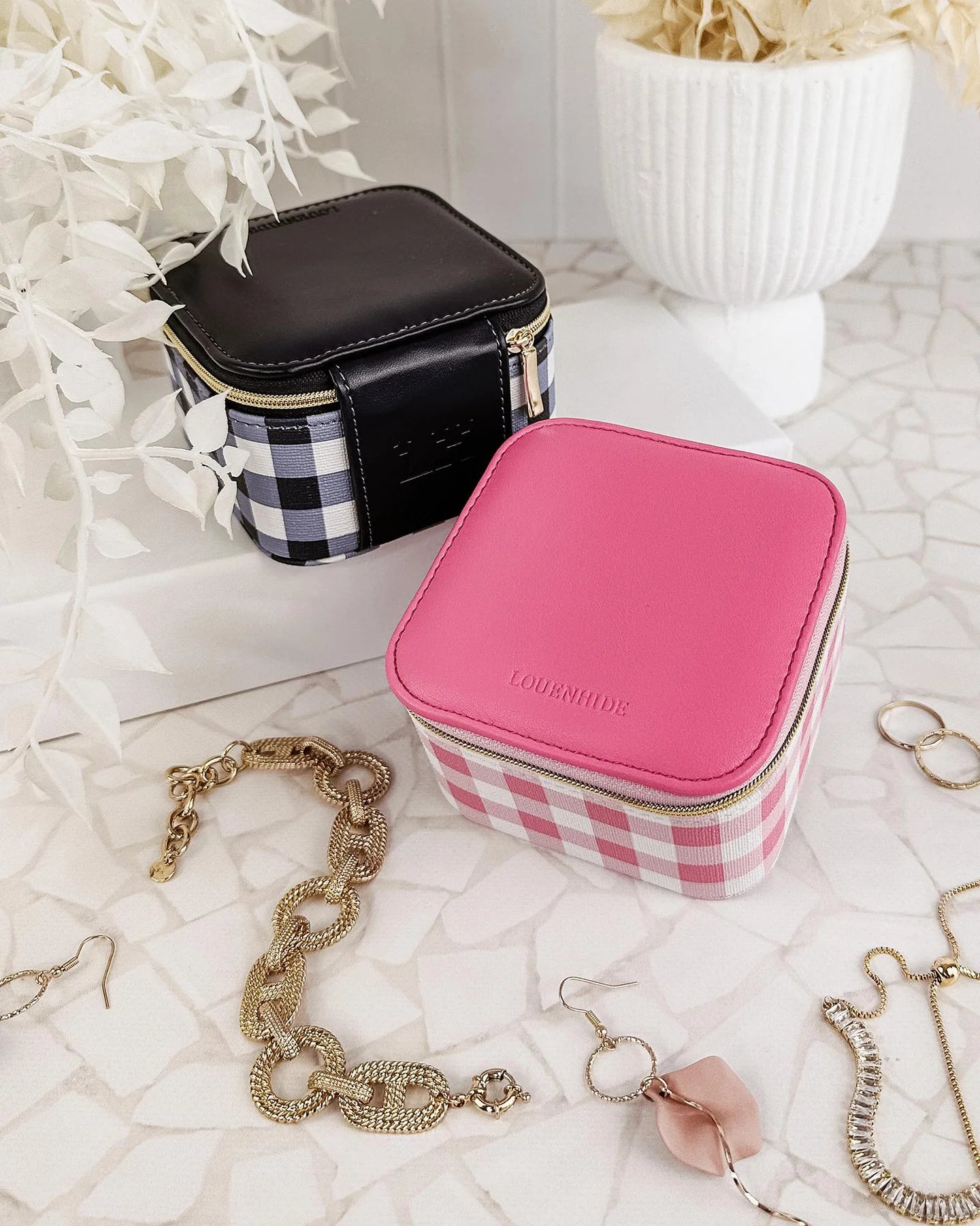 Beau Jewellery Box in Pink Gingham by Louenhide