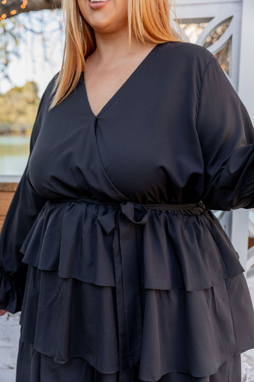 Monique Black Tiered Dress