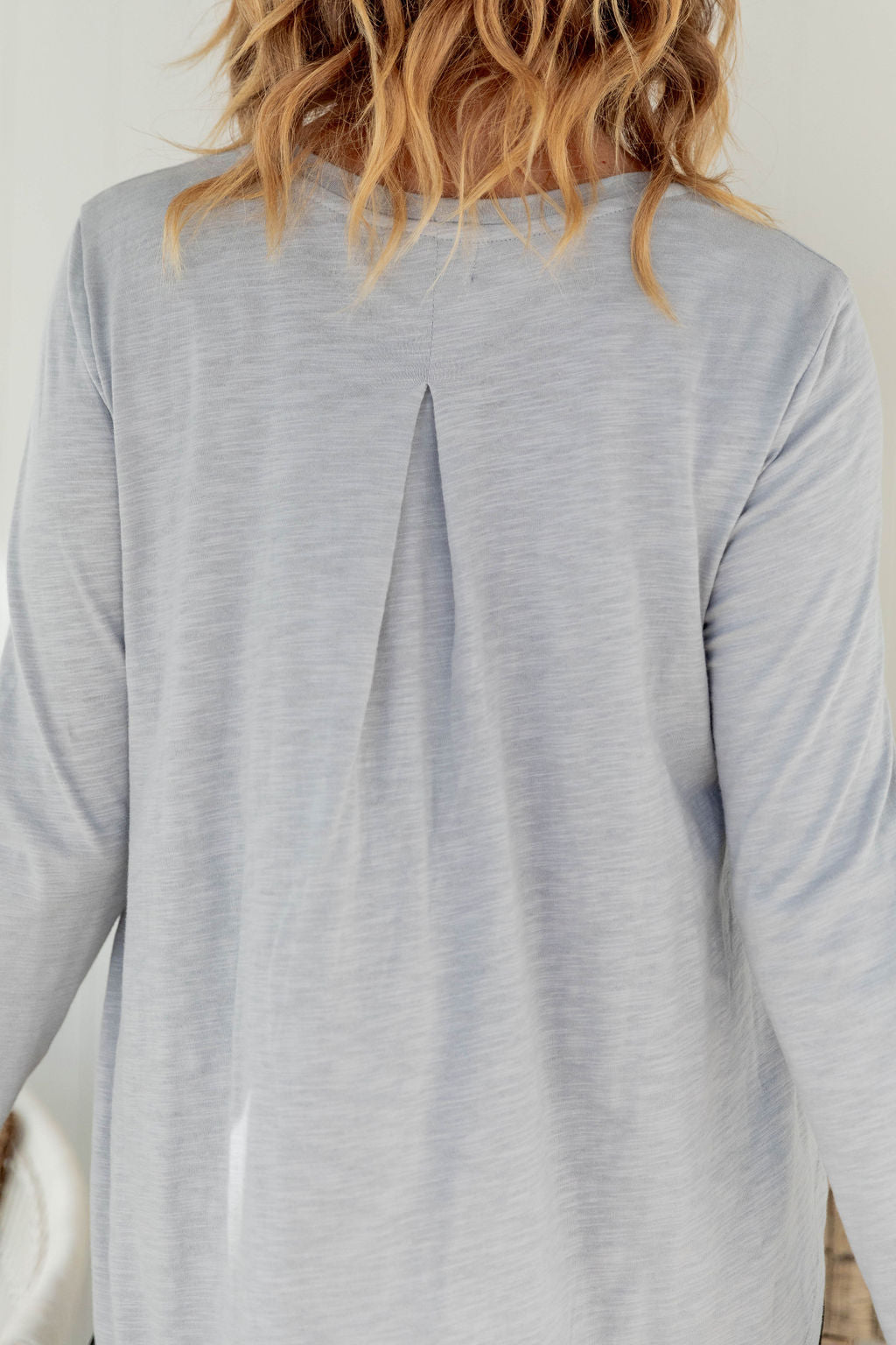 Kendall Long Sleeve Basic Top in Silver