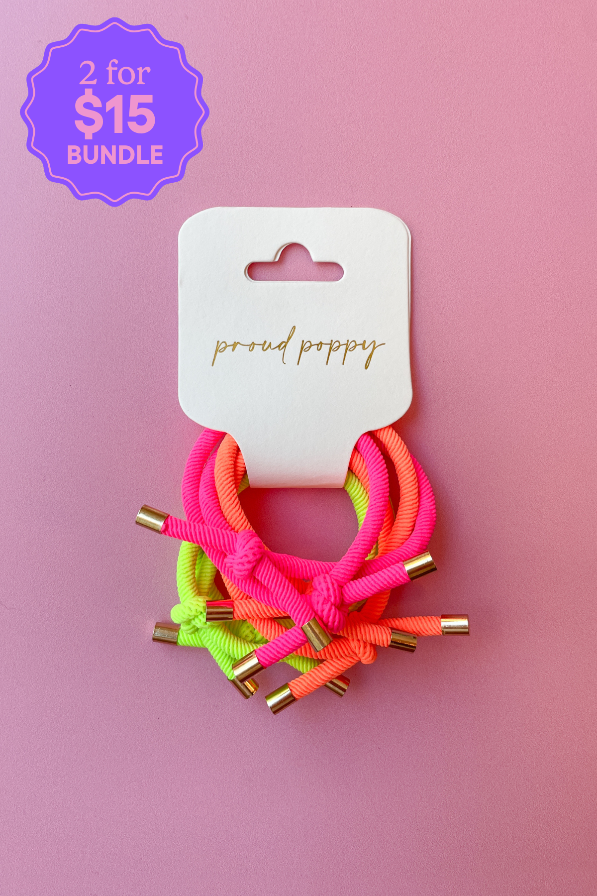 6 Pack Hair Ties in Neon