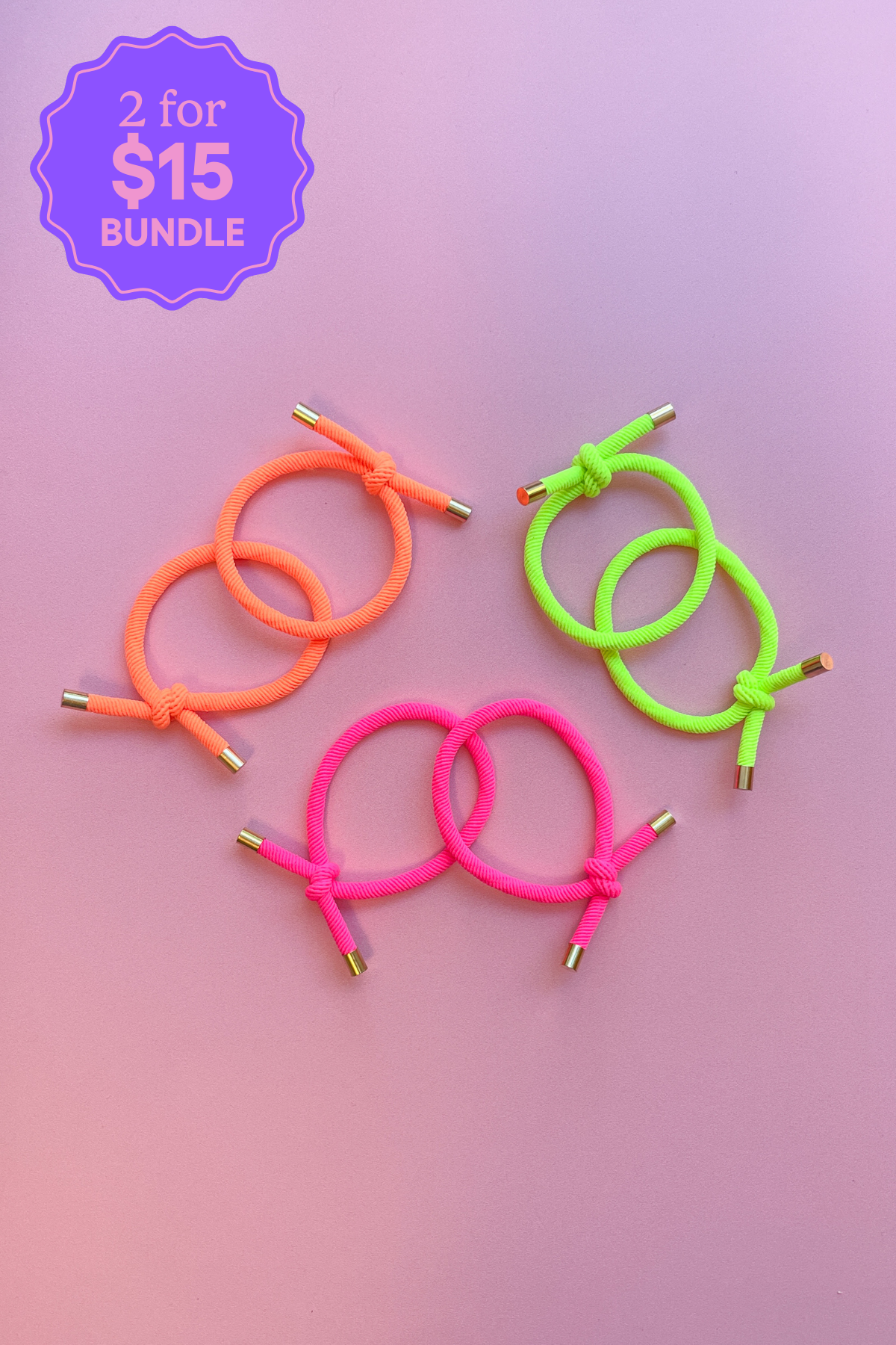 6 Pack Hair Ties in Neon