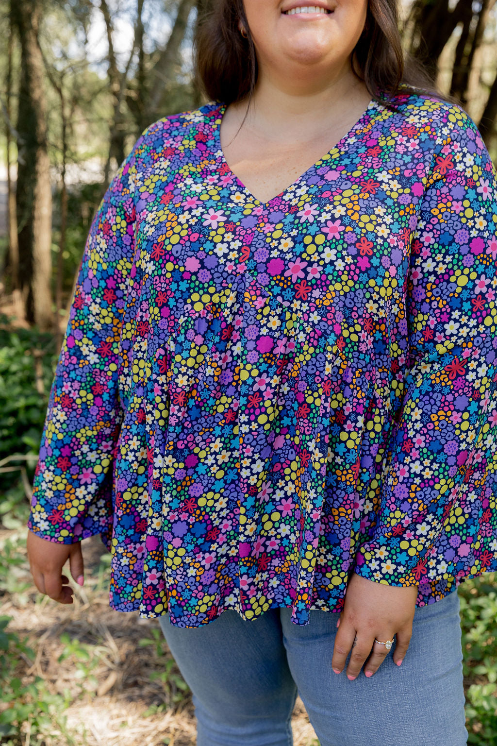 Long Sleeve Peak Top in Ditsy by Kasey Rainbow