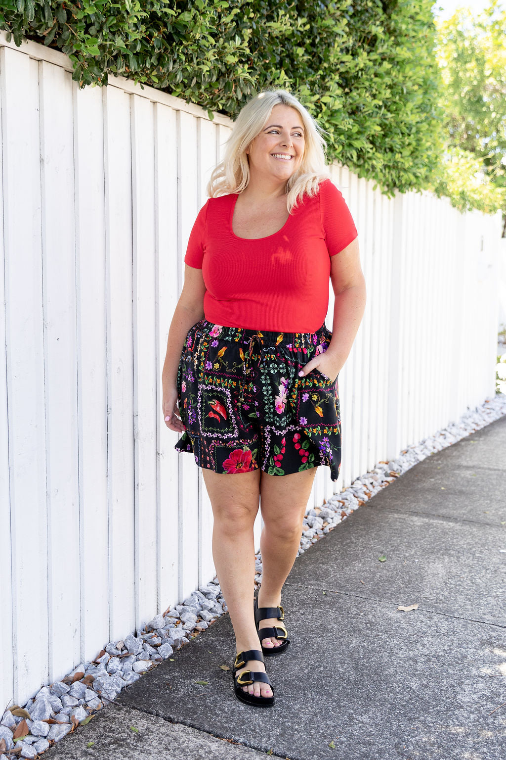 Billi Rib Tee in Red