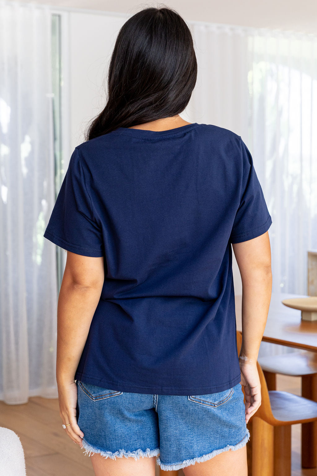 Relaxed V-Neck Tee in Navy