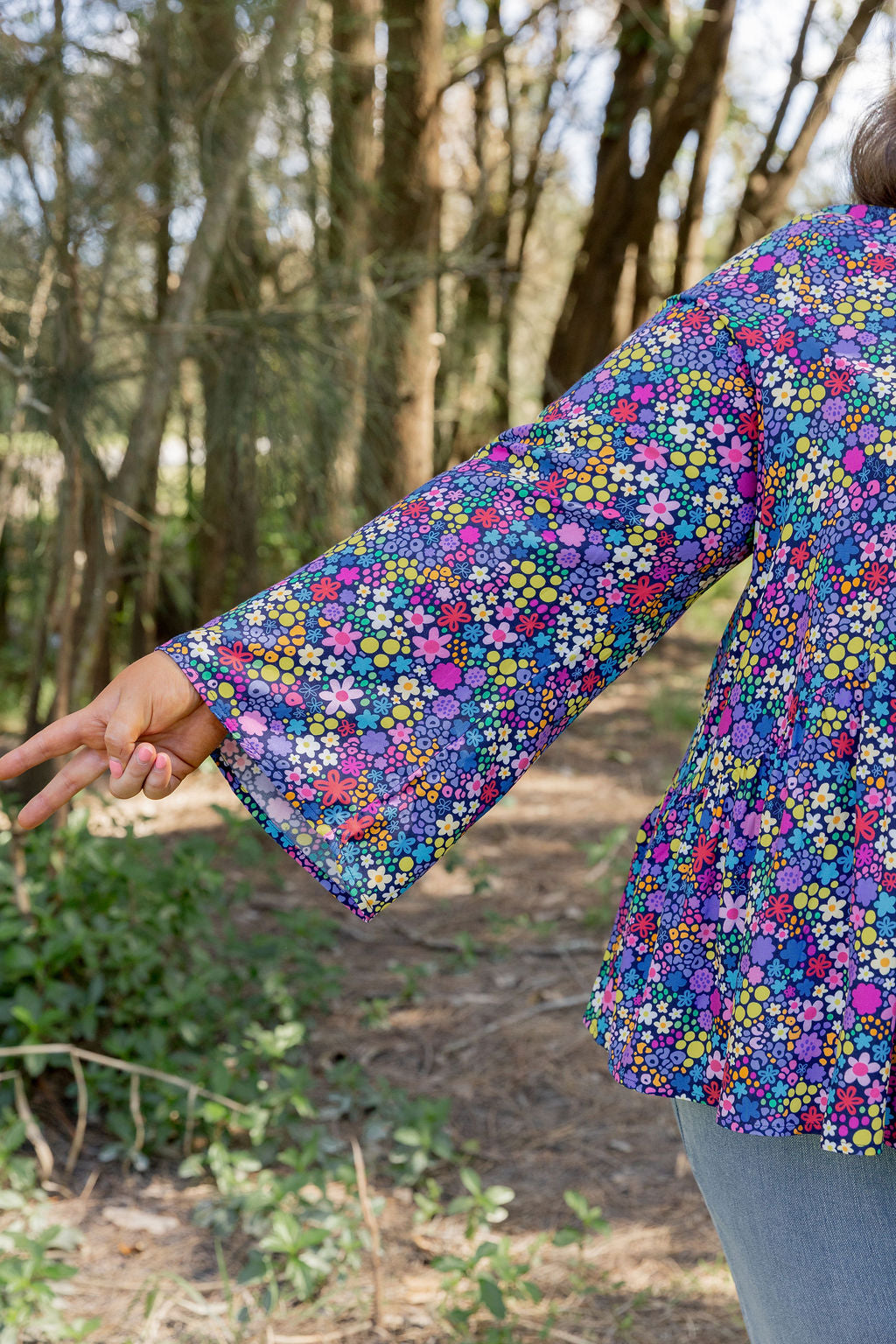 Long Sleeve Peak Top in Ditsy by Kasey Rainbow