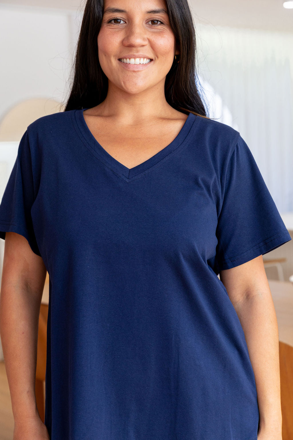 Relaxed V-Neck Tee in Navy