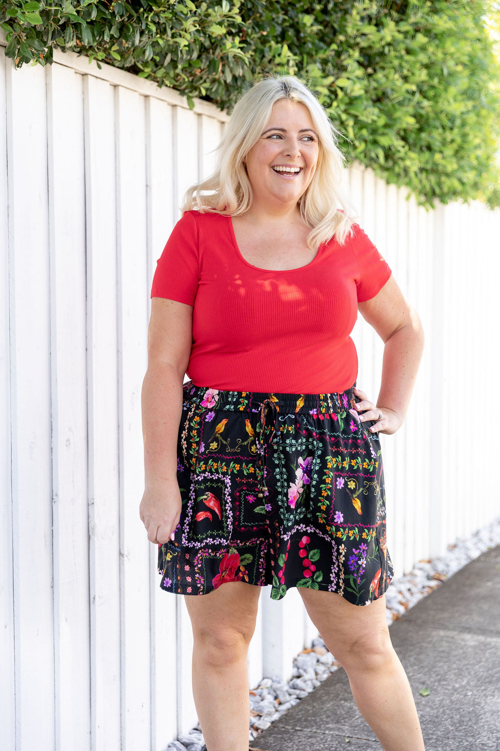 Billi Rib Tee in Red