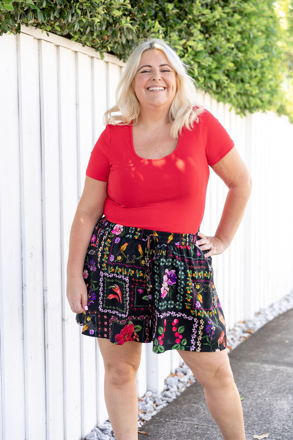 Billi Rib Tee in Red