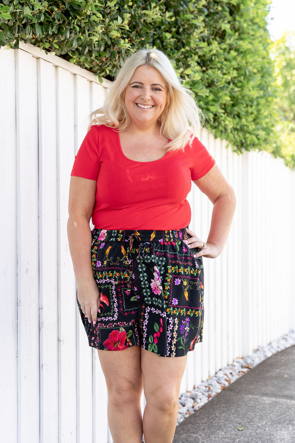 Billi Rib Tee in Red