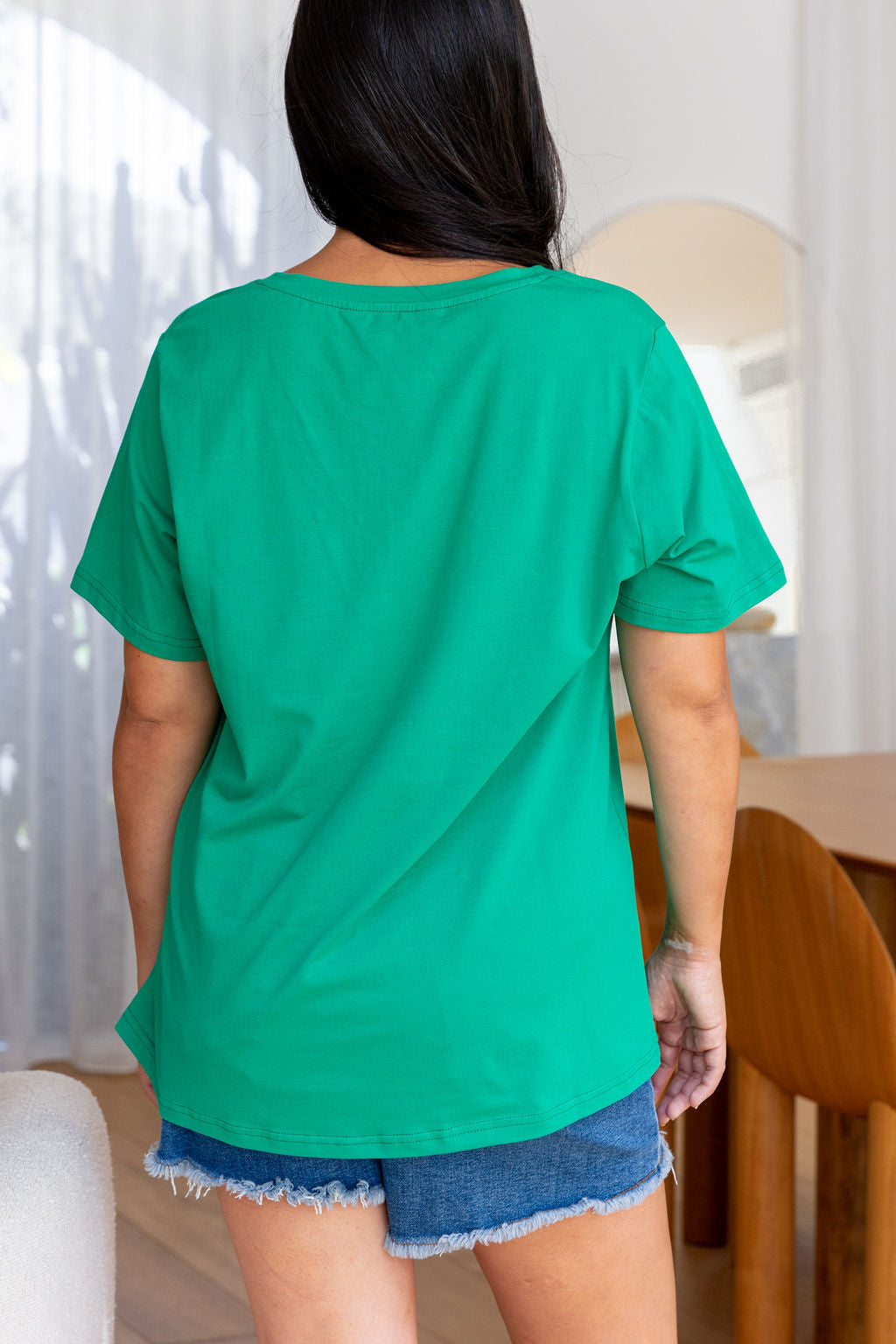 Relaxed V-Neck Tee in Green