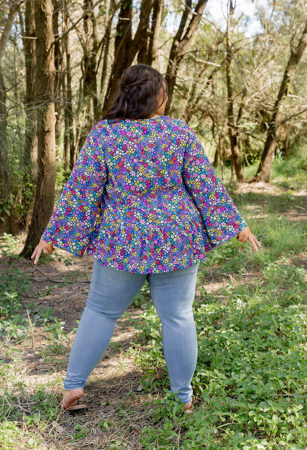 Long Sleeve Peak Top in Ditsy by Kasey Rainbow