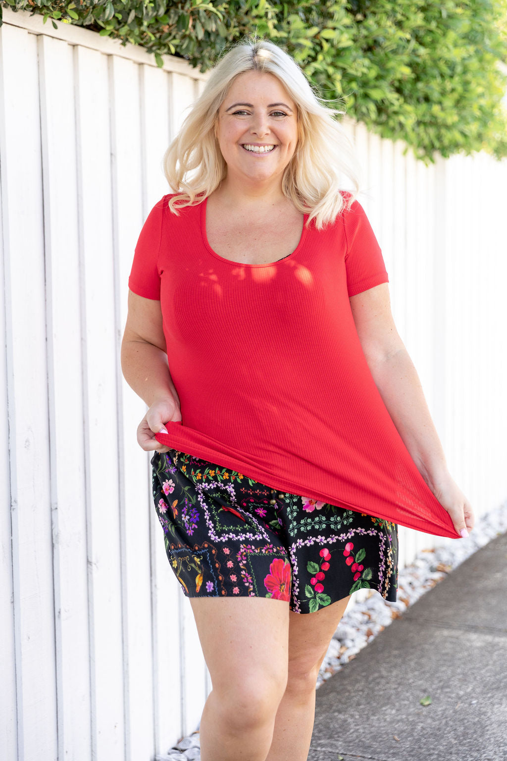 Billi Rib Tee in Red