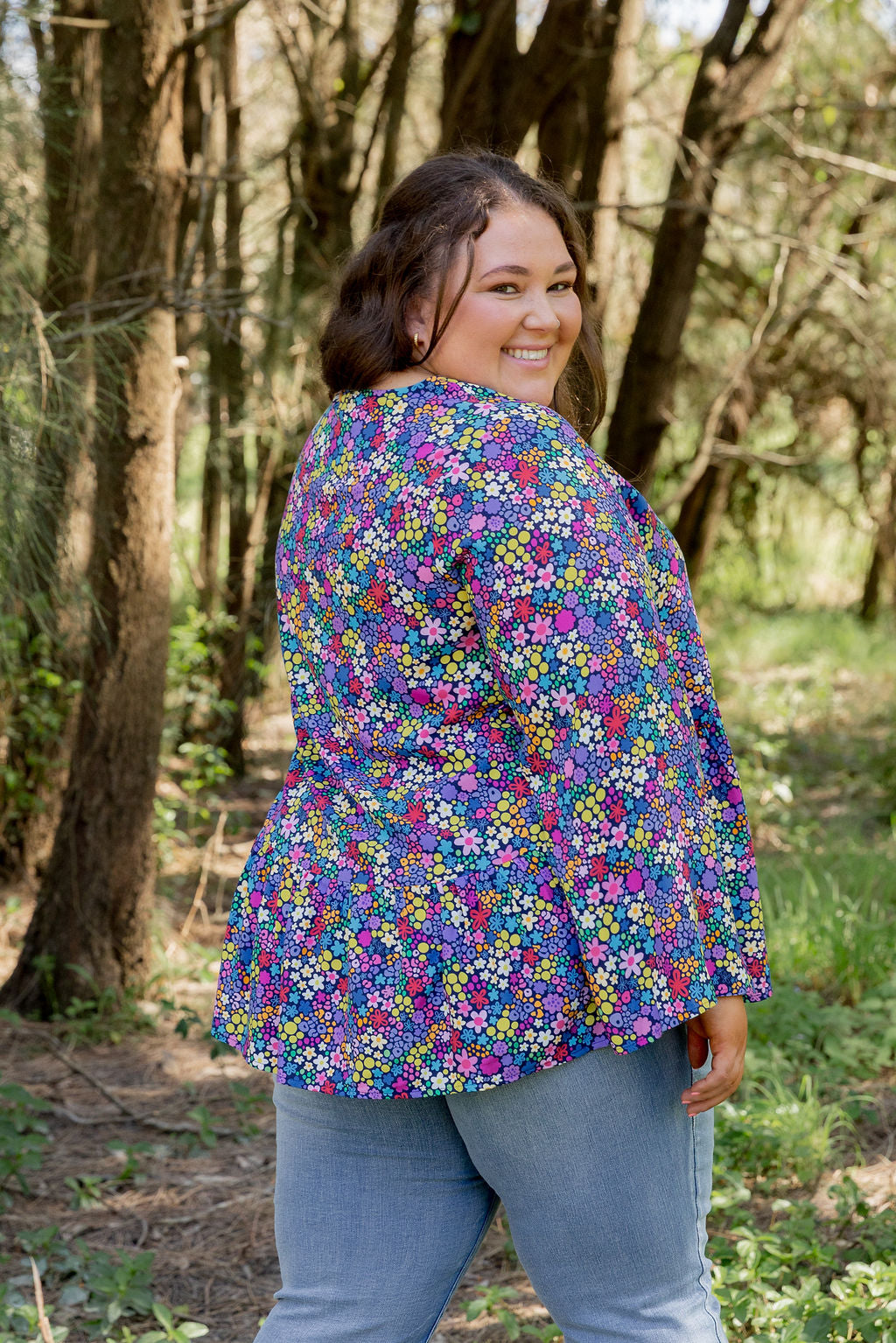 Long Sleeve Peak Top in Ditsy by Kasey Rainbow