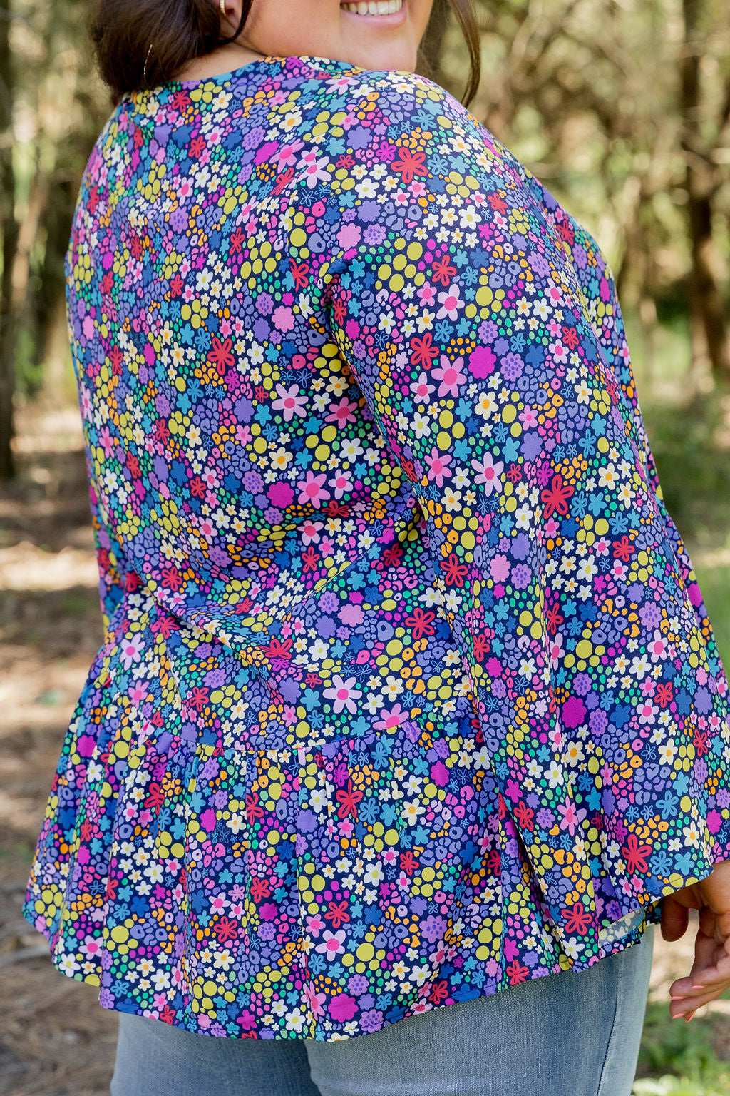 Long Sleeve Peak Top in Ditsy by Kasey Rainbow