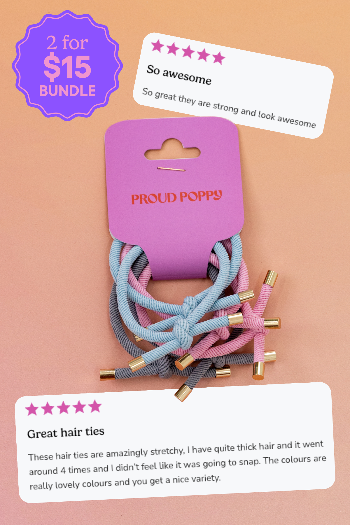6 Pack Hair Ties in Pastel