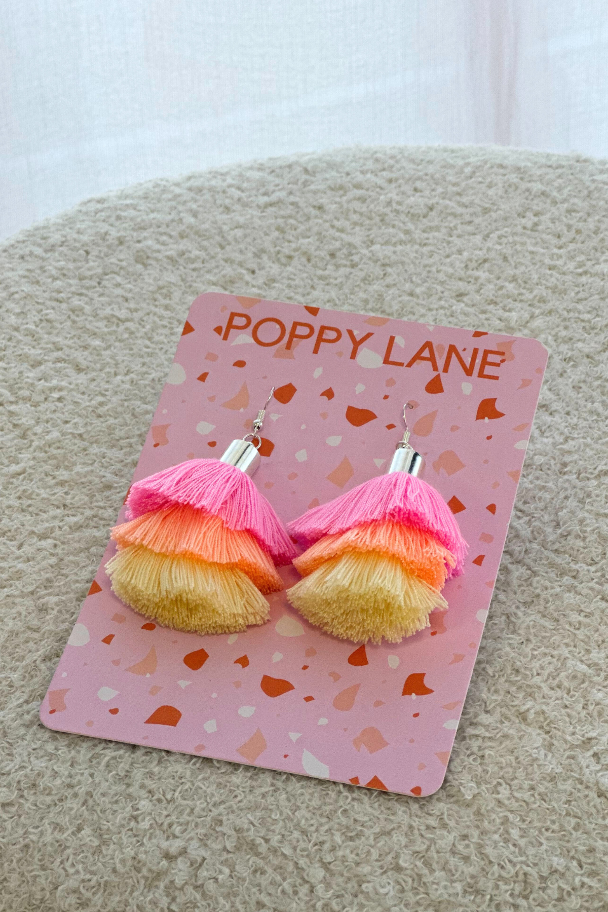 Elly Drop Earrings in Pink, Peach & Yellow