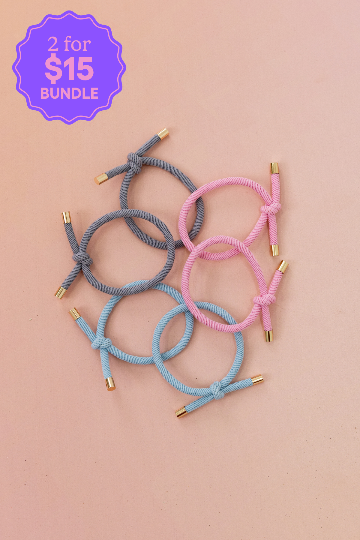 6 Pack Hair Ties in Pastel