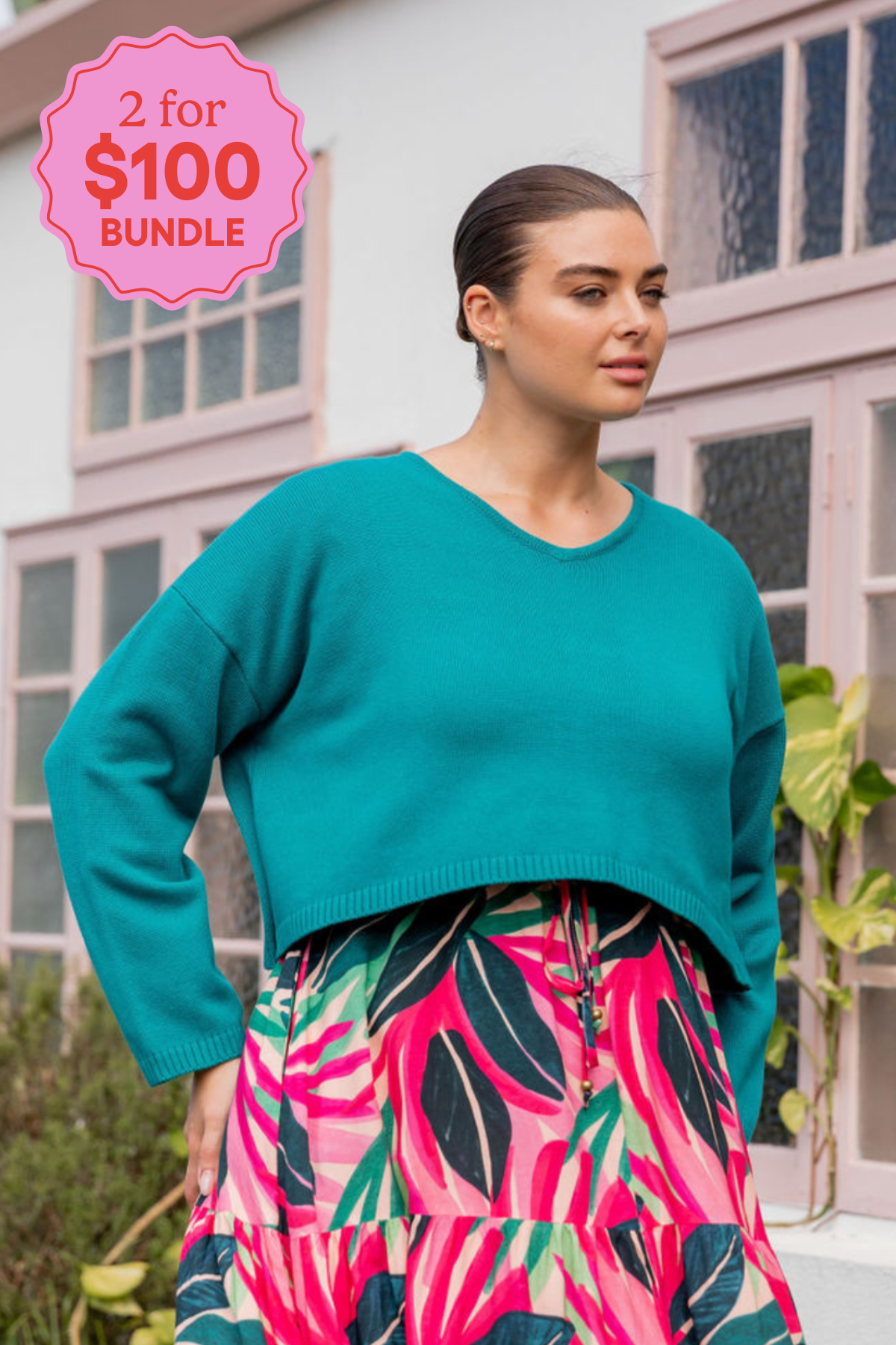 Blakely Crop Knit In Green