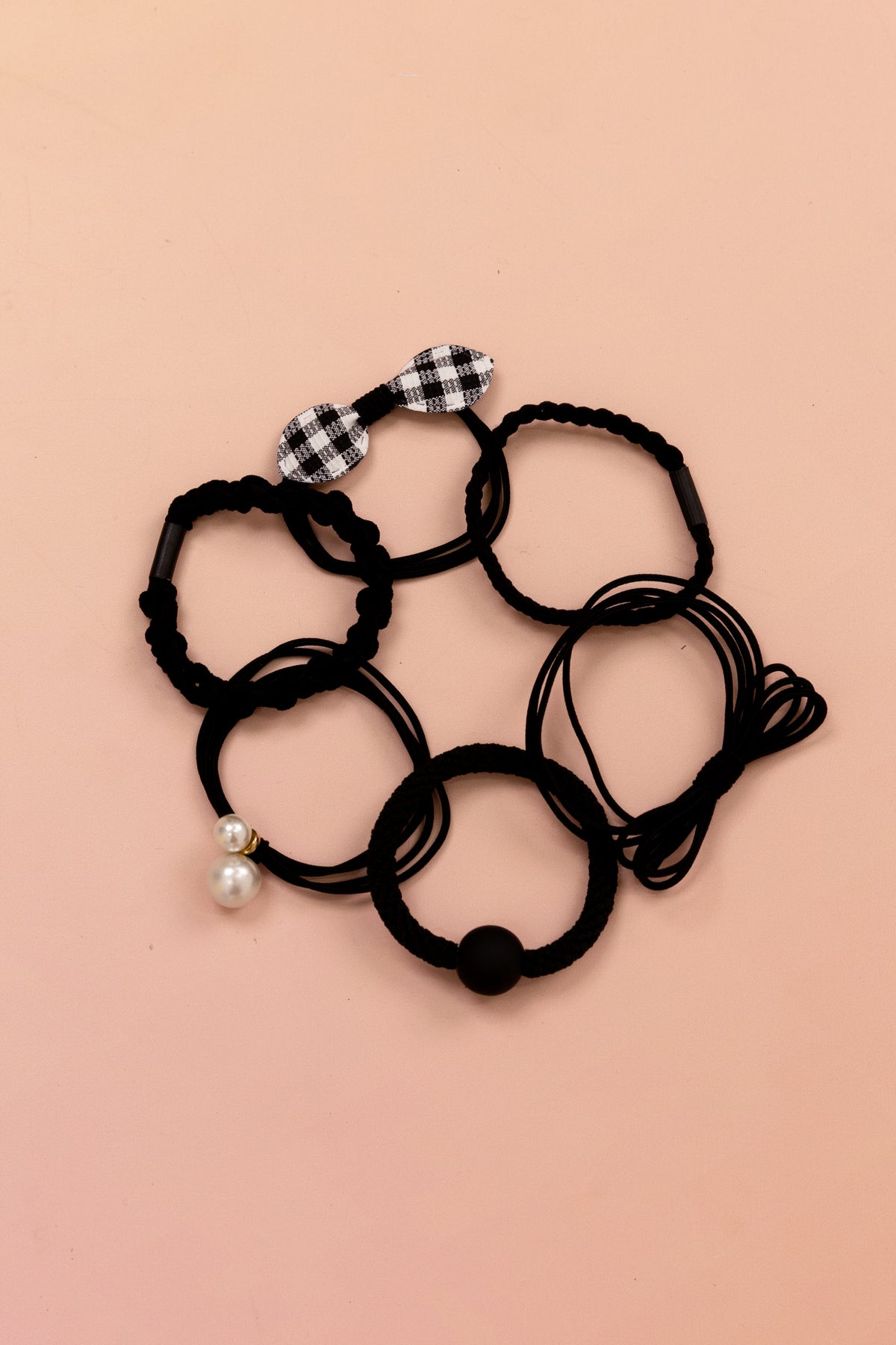 Black Mixed Hair Ties - 6 Pack